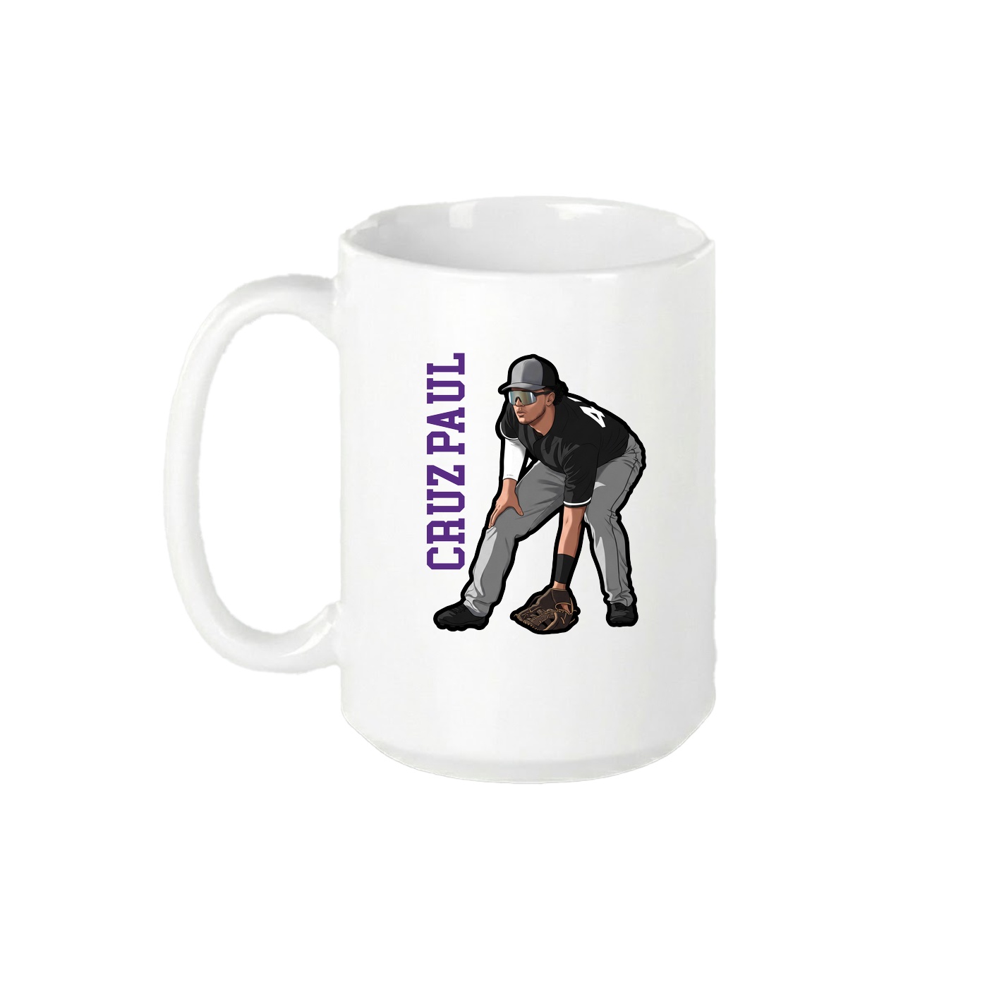 15oz Coffee Mug — Name Vertical in White