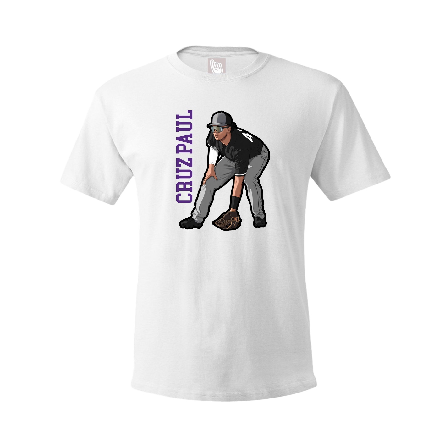Tee — Name Vertical in White