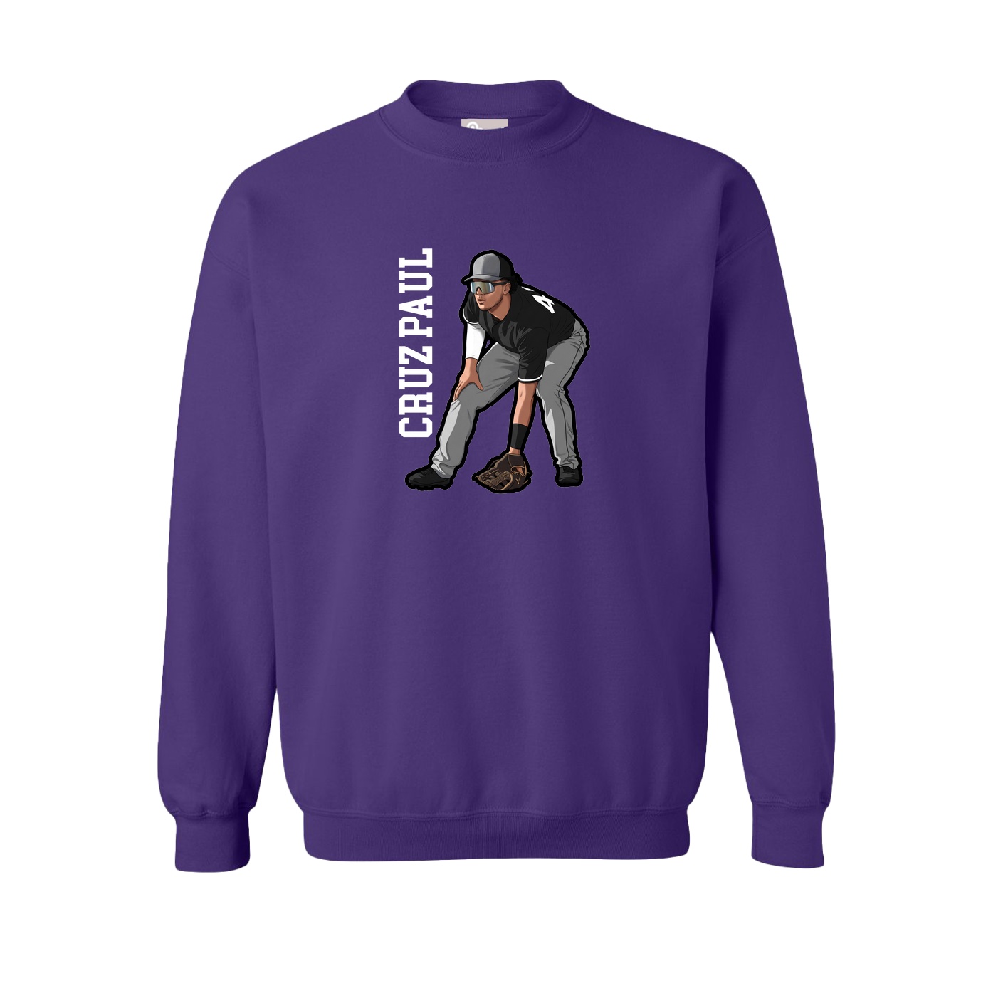 Fleece Crew — Name Vertical in Purple