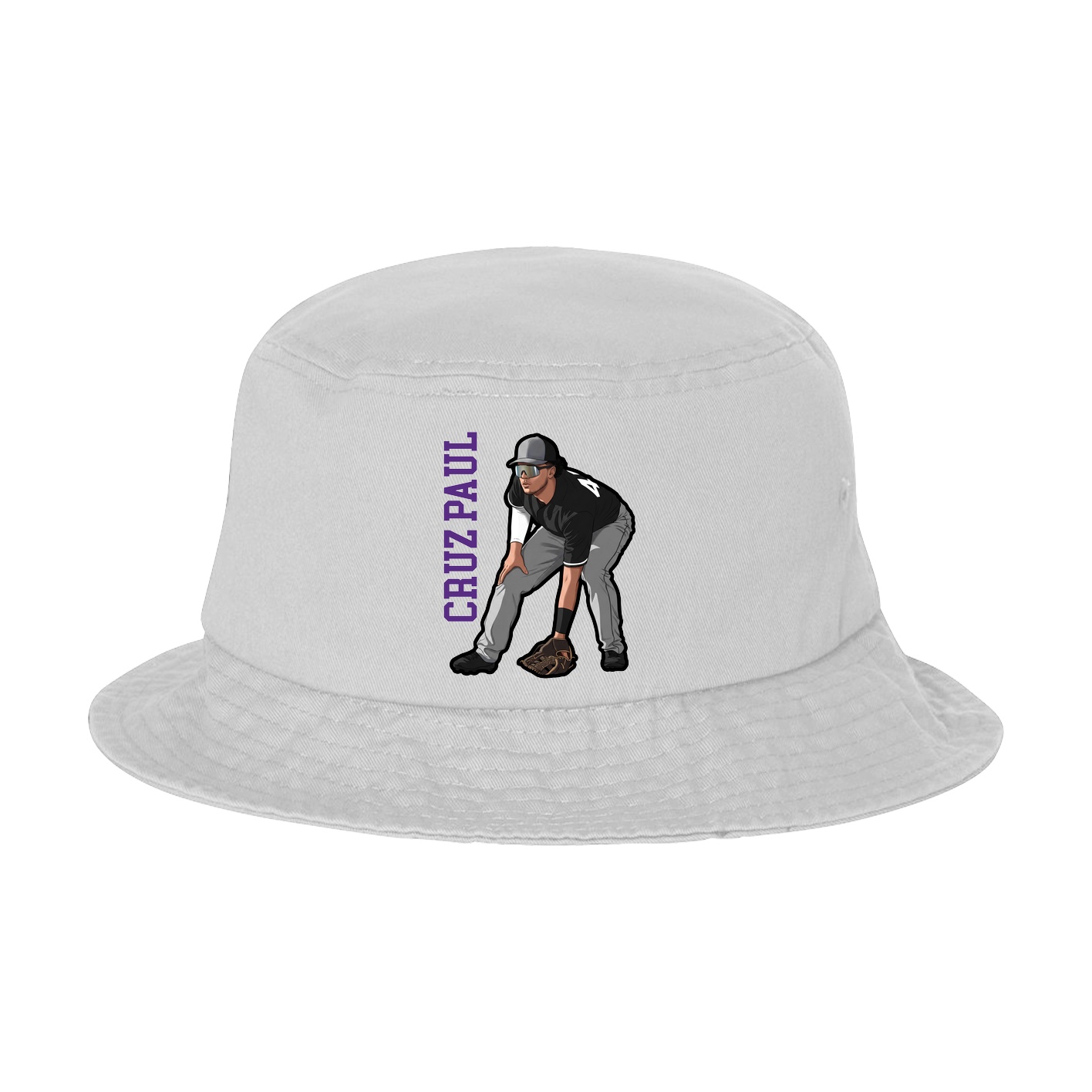 Bucket Cap — Name Vertical in White