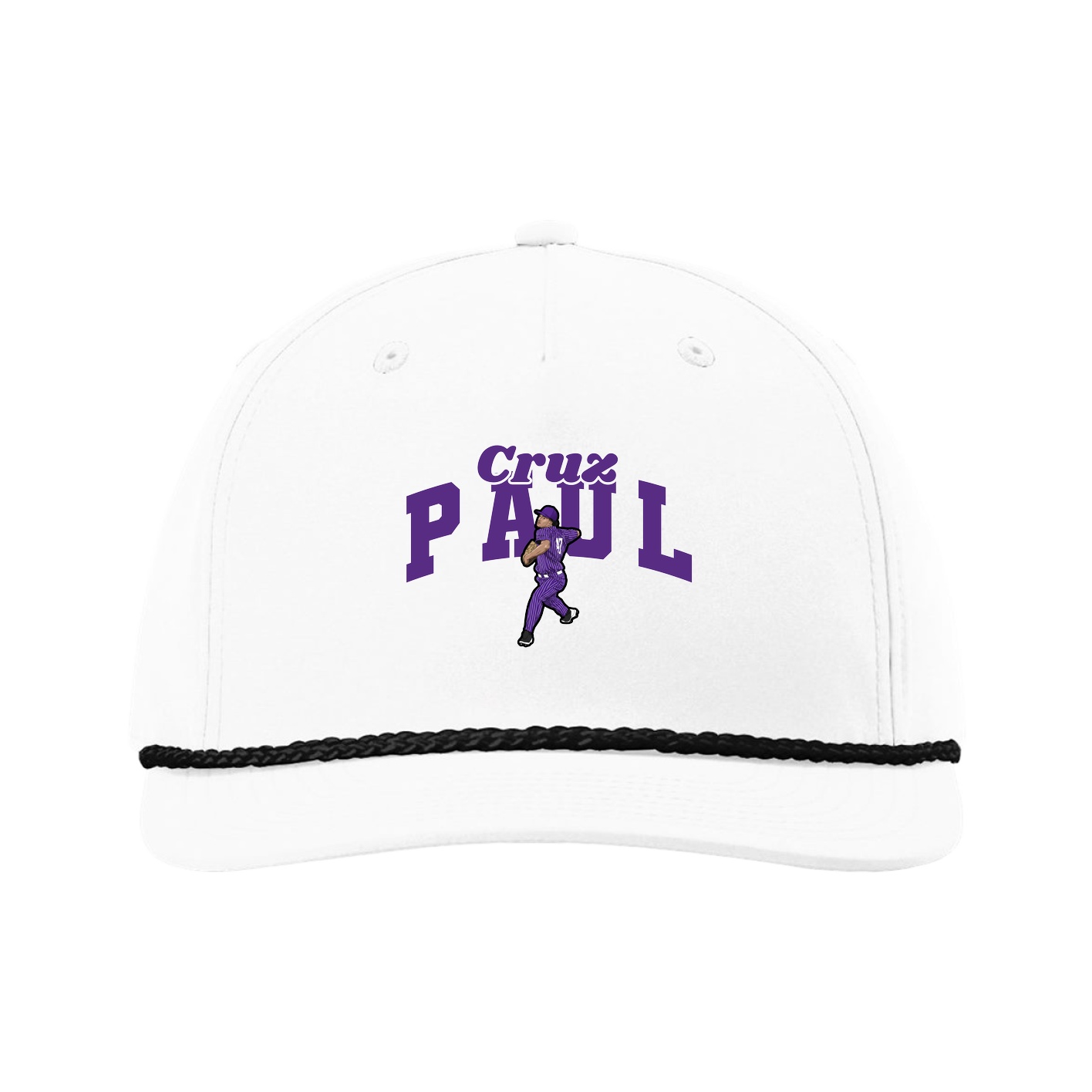 Five-Panel Classic Rope Cap — Signature Arch in White