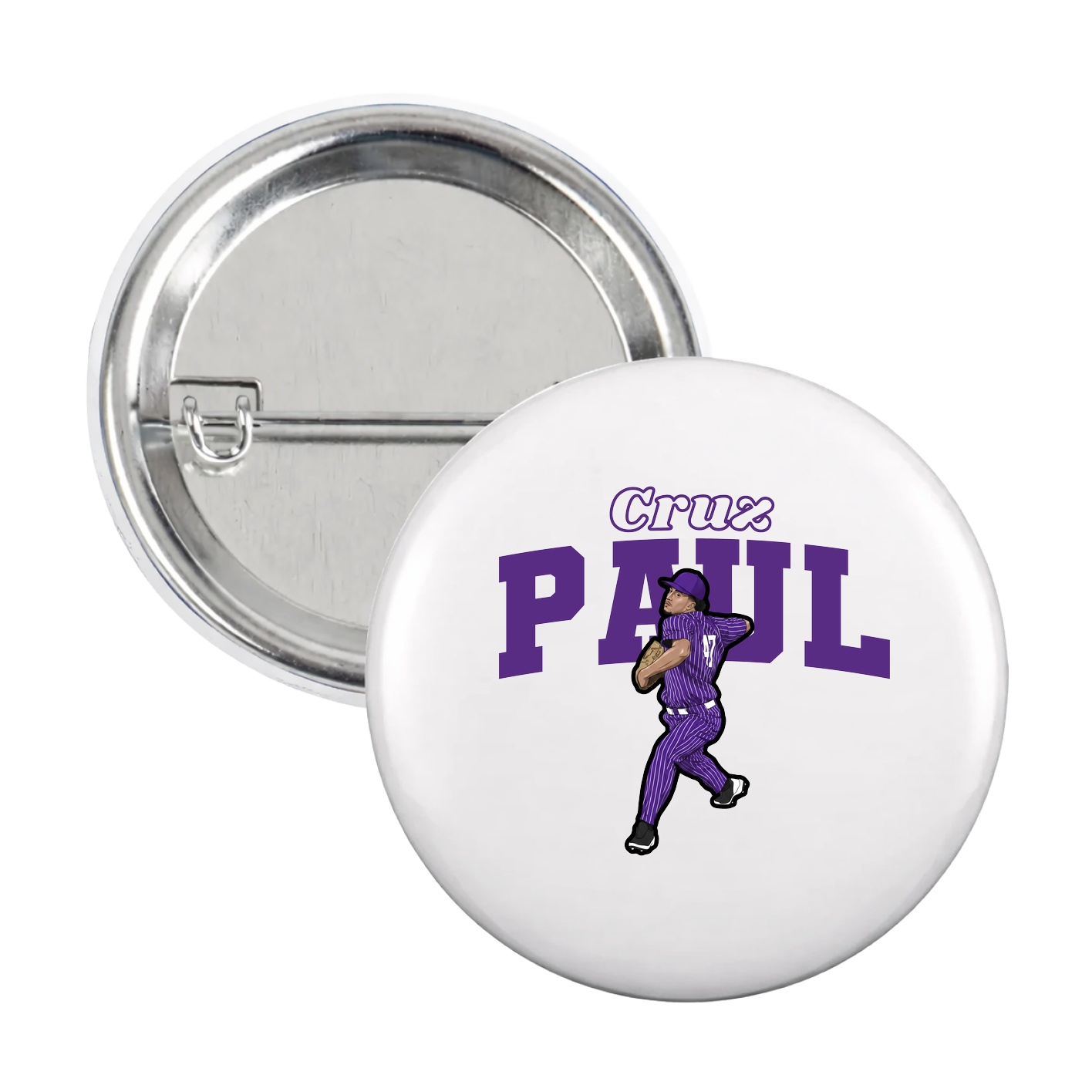 Game Day Button — Name Arch in White