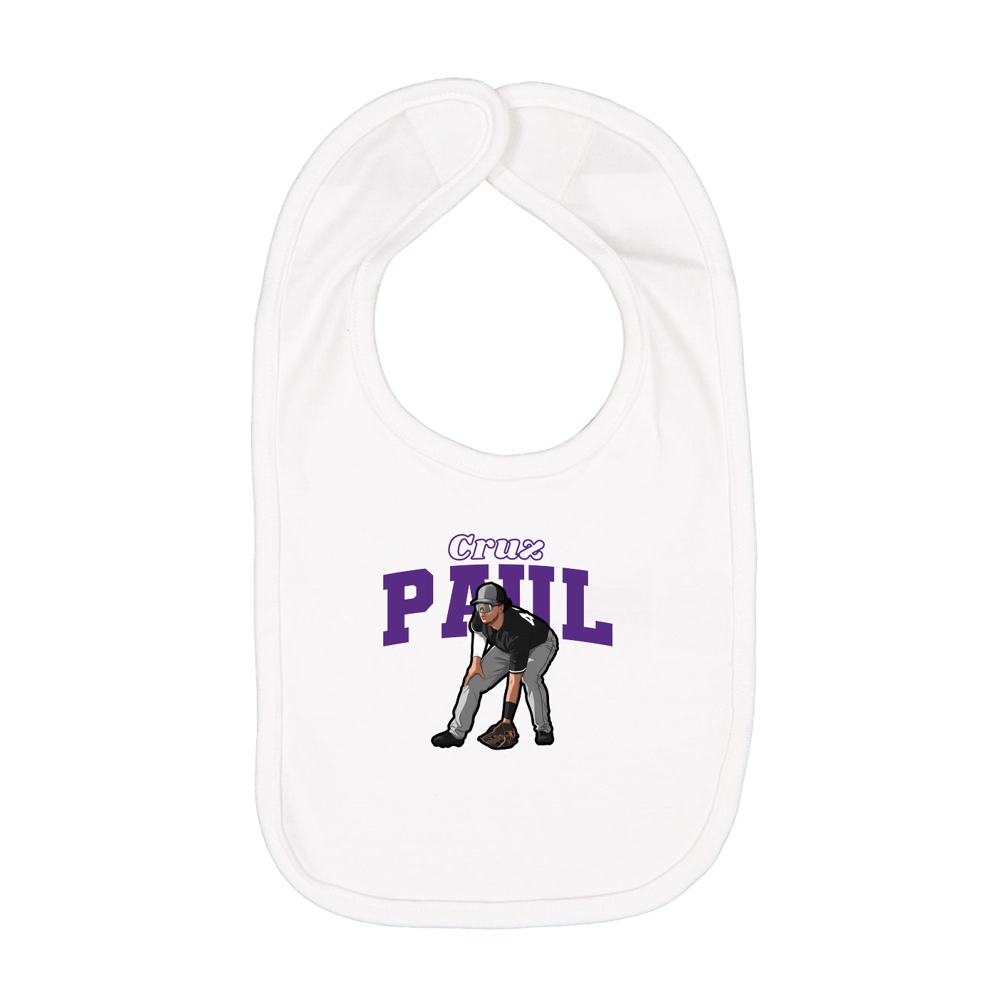 Infant Bib — Name Arch in White