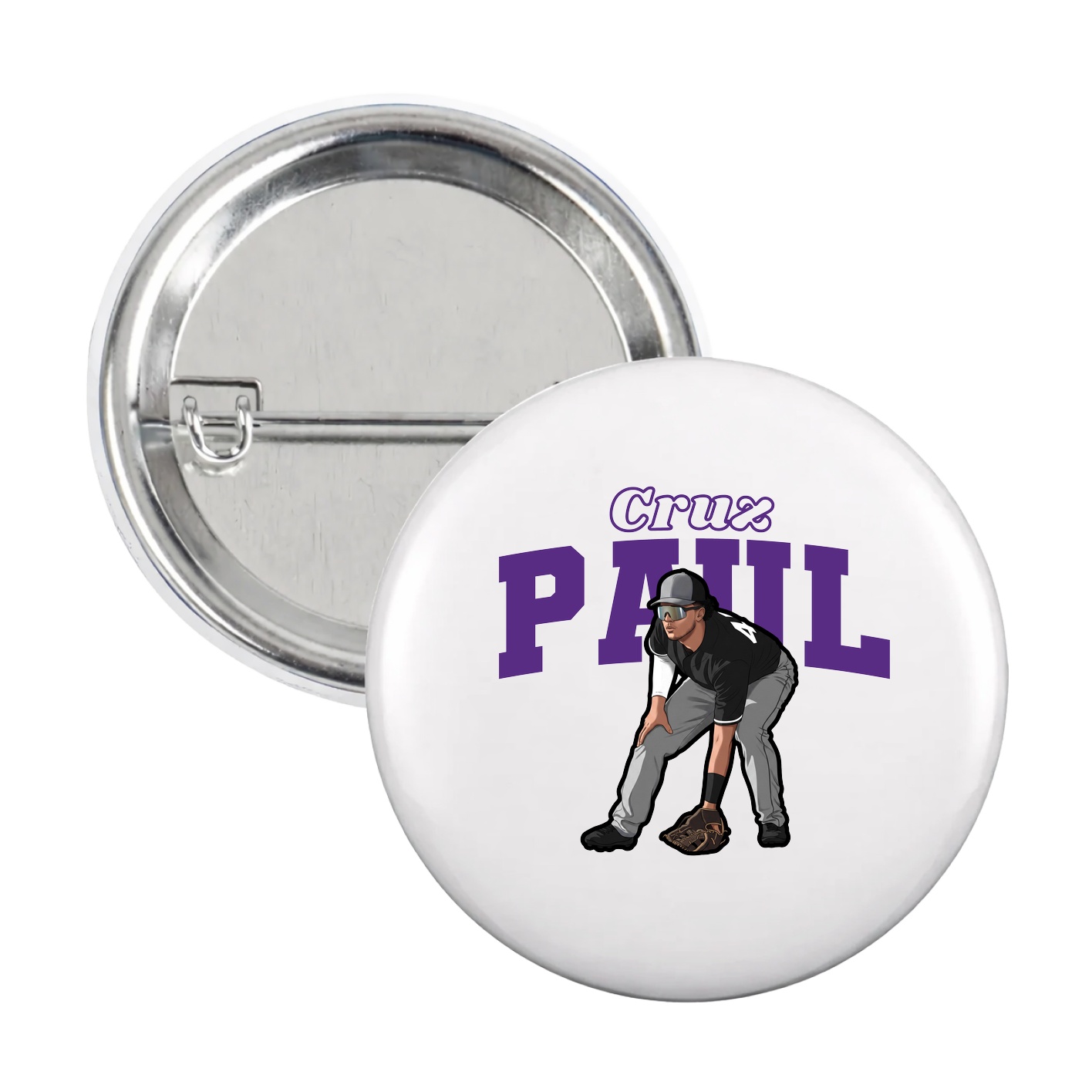 Game Day Button — Name Arch in White