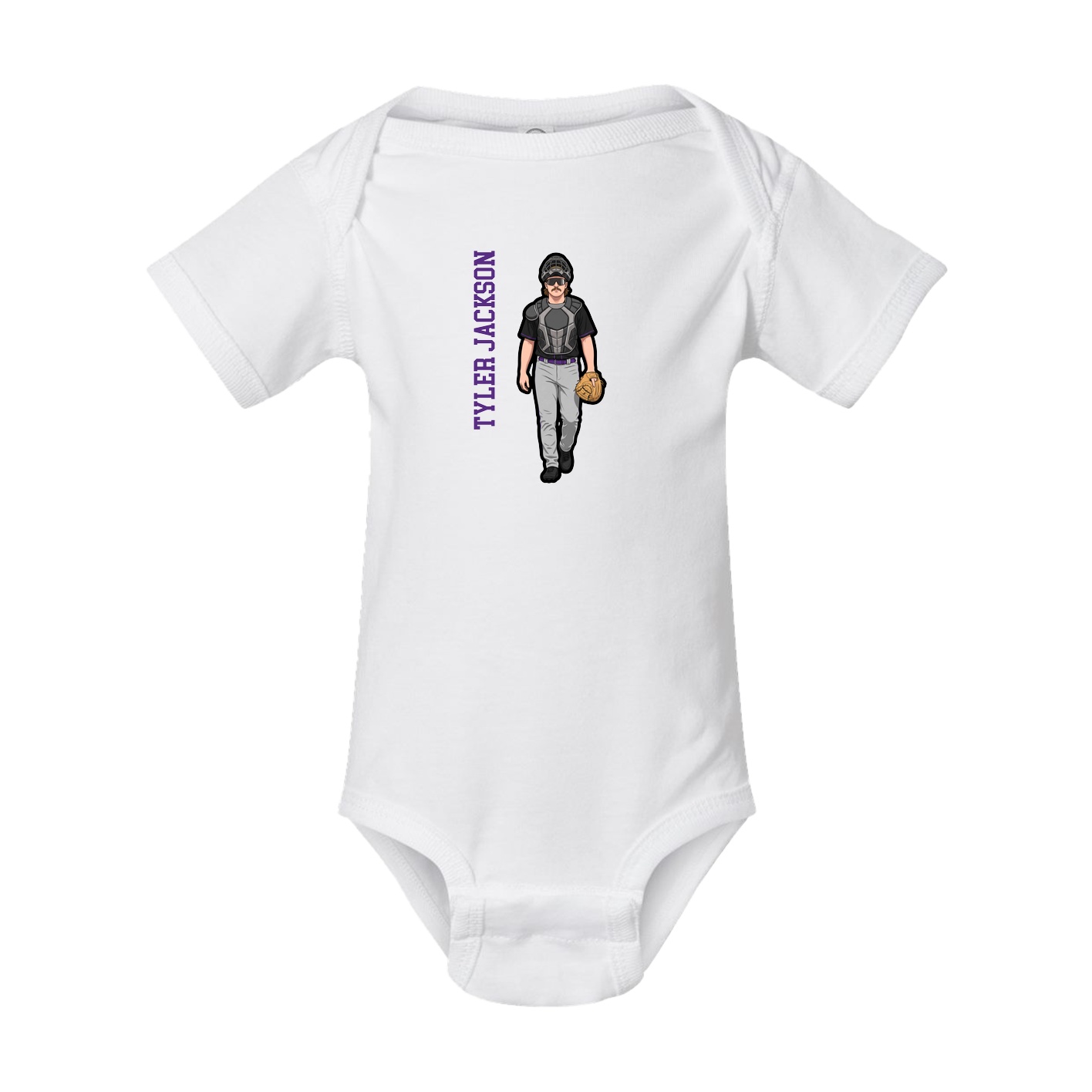 Baby Onesie — Name Vertical in White