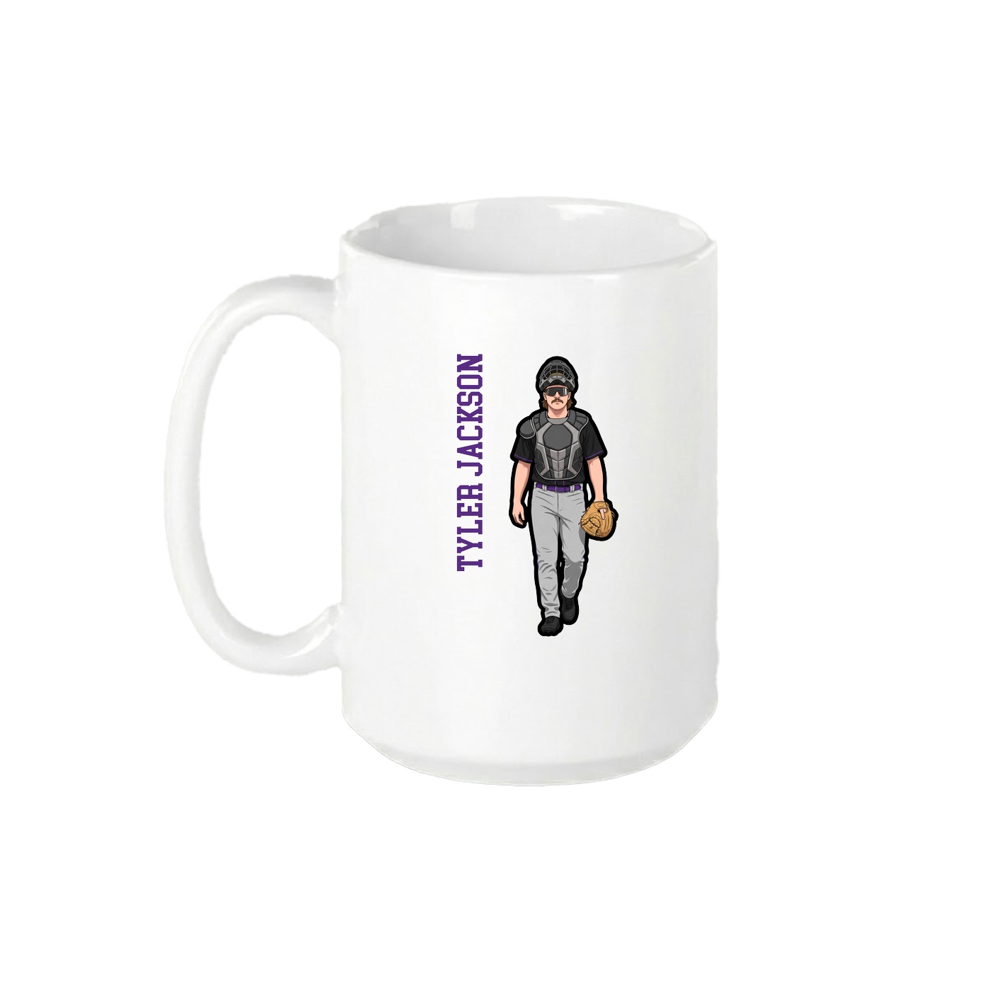 15oz Coffee Mug — Name Vertical in White