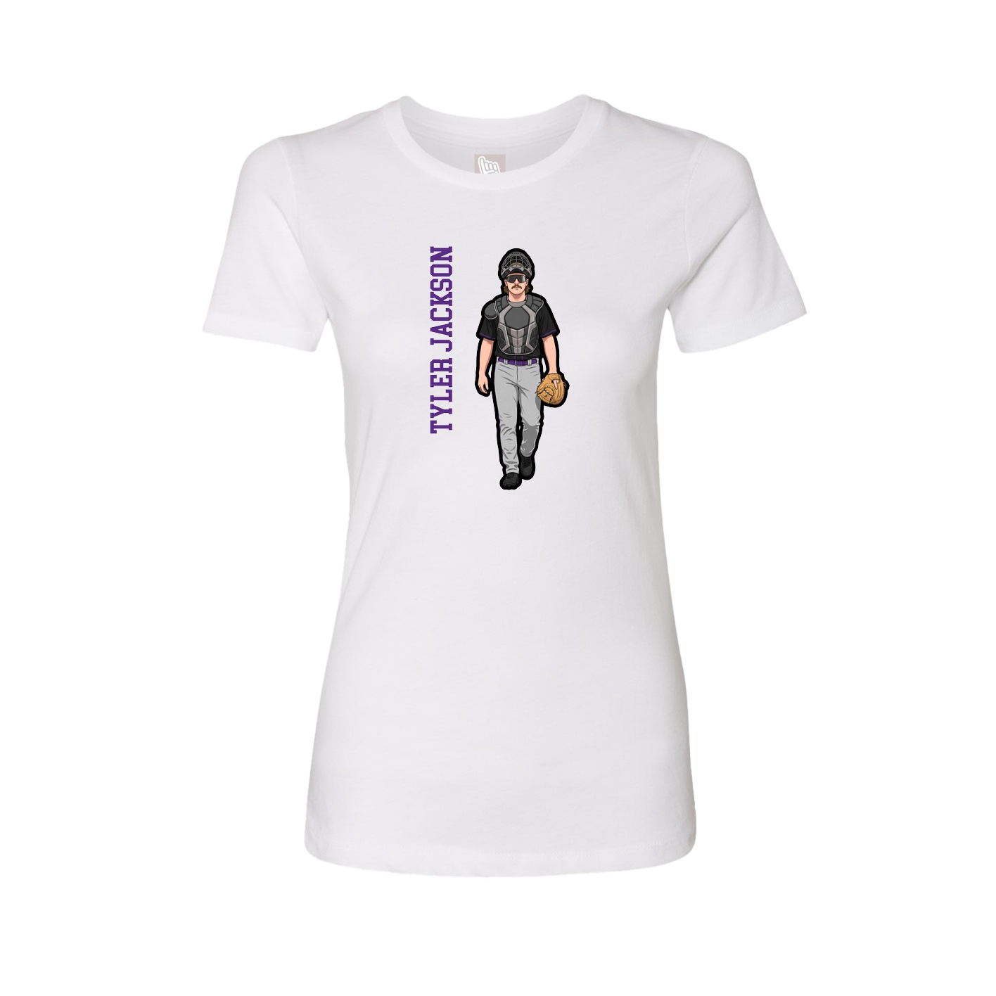 Fitted Women's Tee — Name Vertical in White