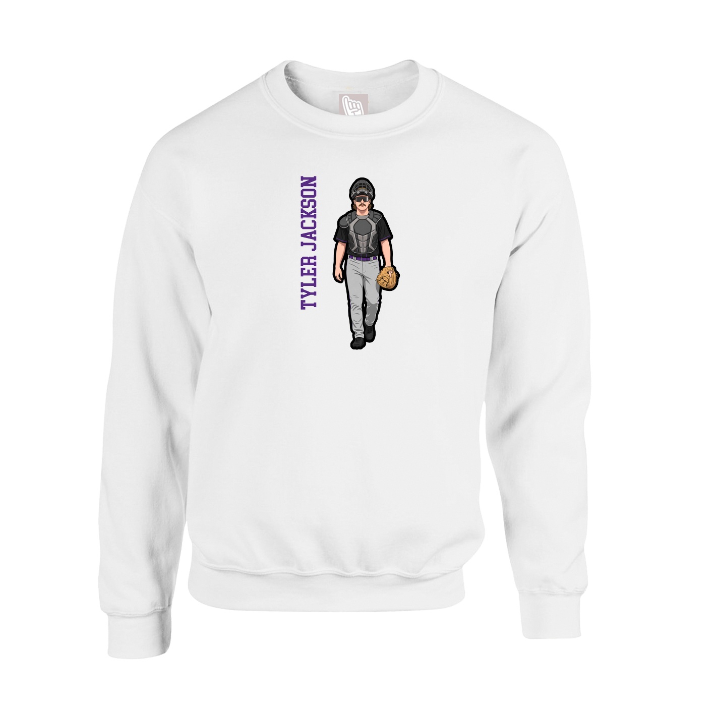 Fleece Crew — Name Vertical in White