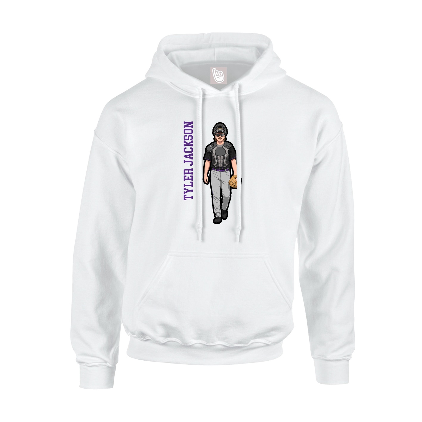 Youth Hoodie — Name Vertical in White