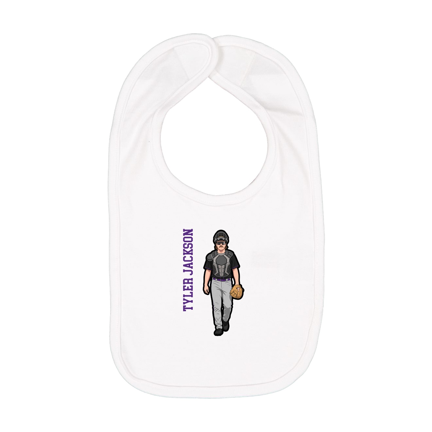Infant Bib — Name Vertical in White