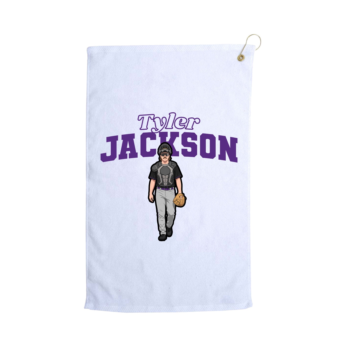 Golf Towel — Name Arch in White