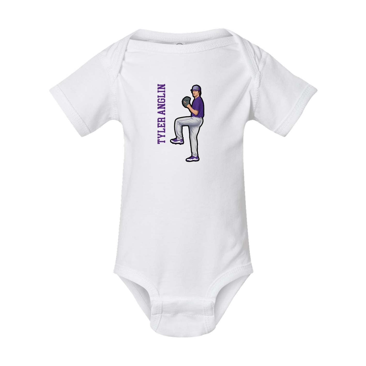 Baby Onesie — Name Vertical in White