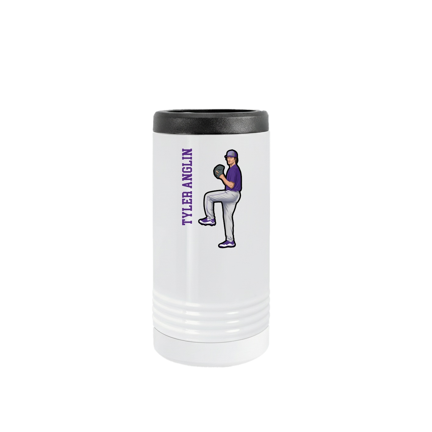 Slim Beverage Holder — Name Vertical in White