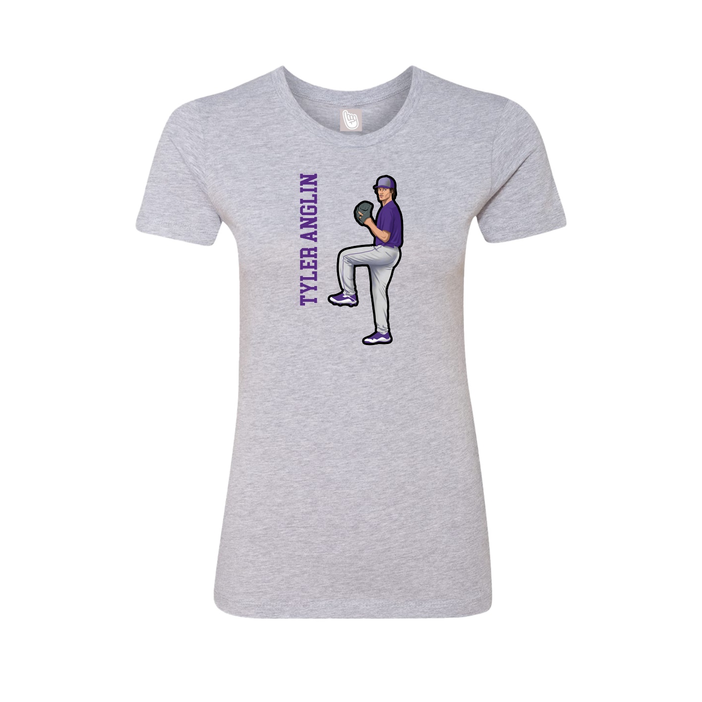 Fitted Women's Tee — Name Vertical in Grey