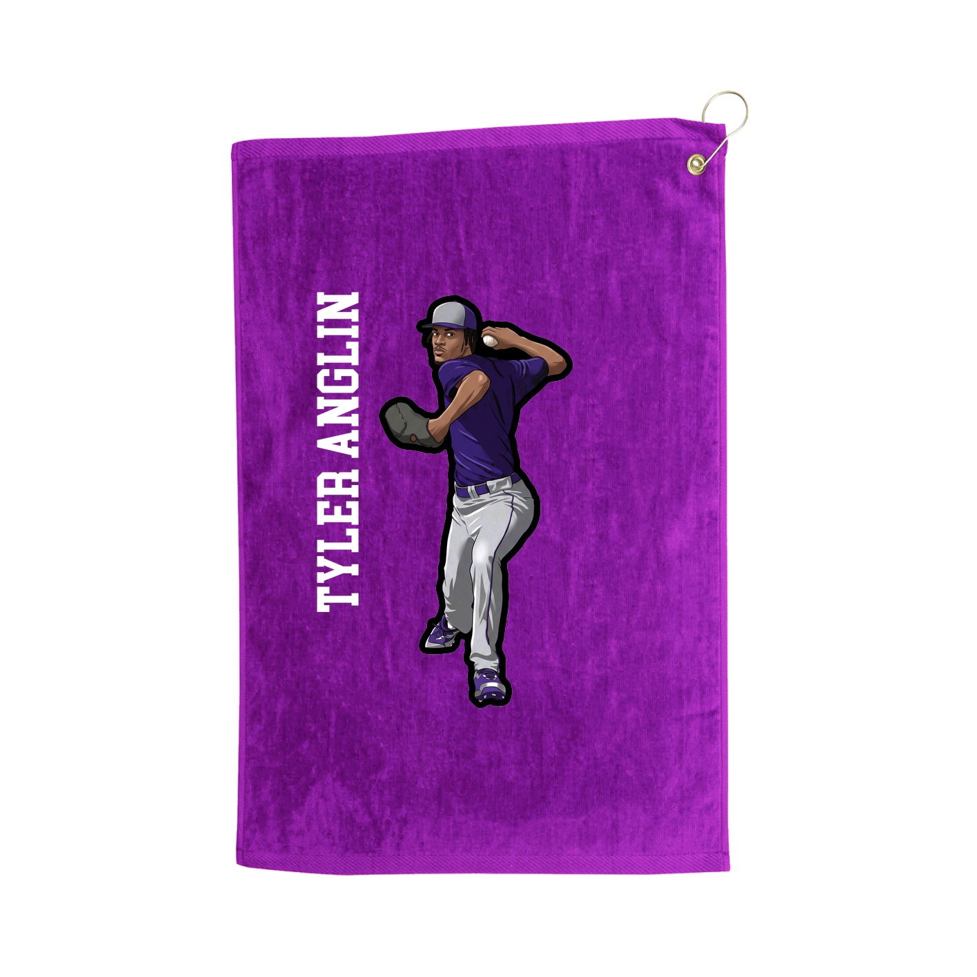 Golf Towel — Name Vertical in Purple
