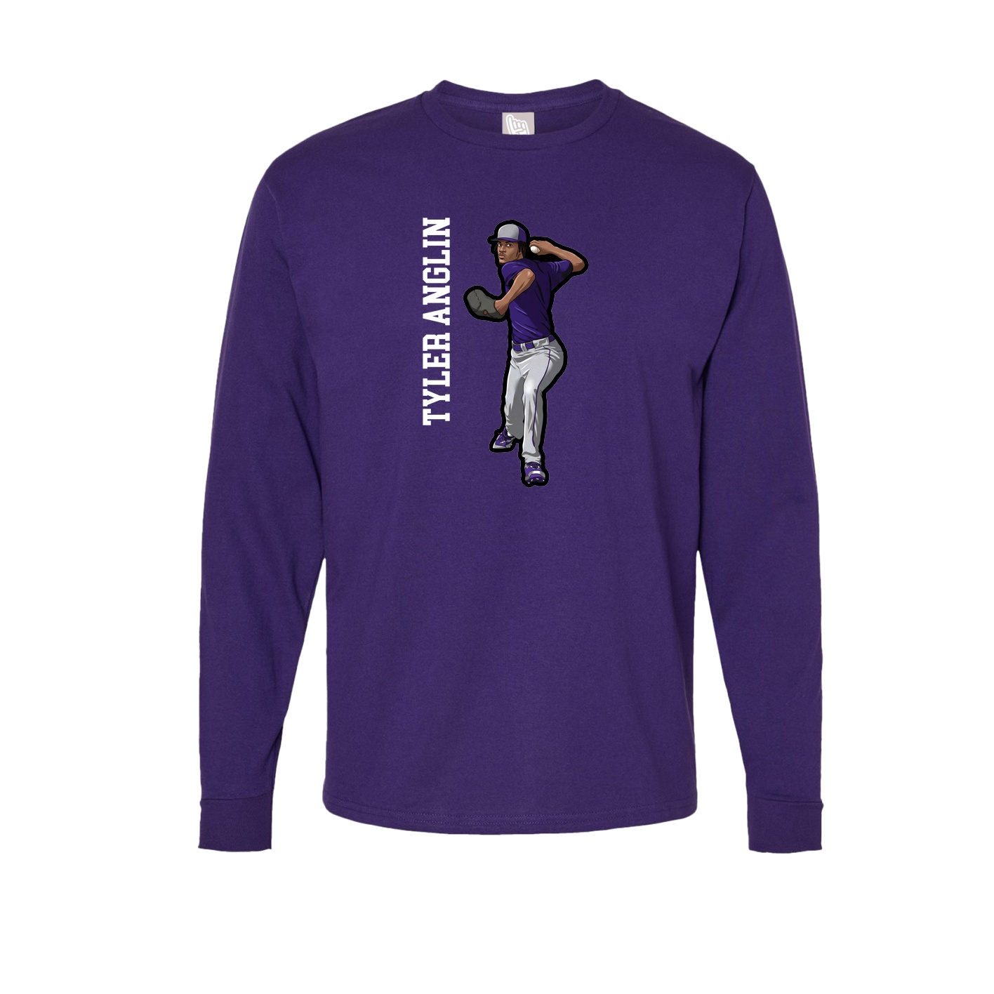 Long Sleeve Tee — Name Vertical in Purple