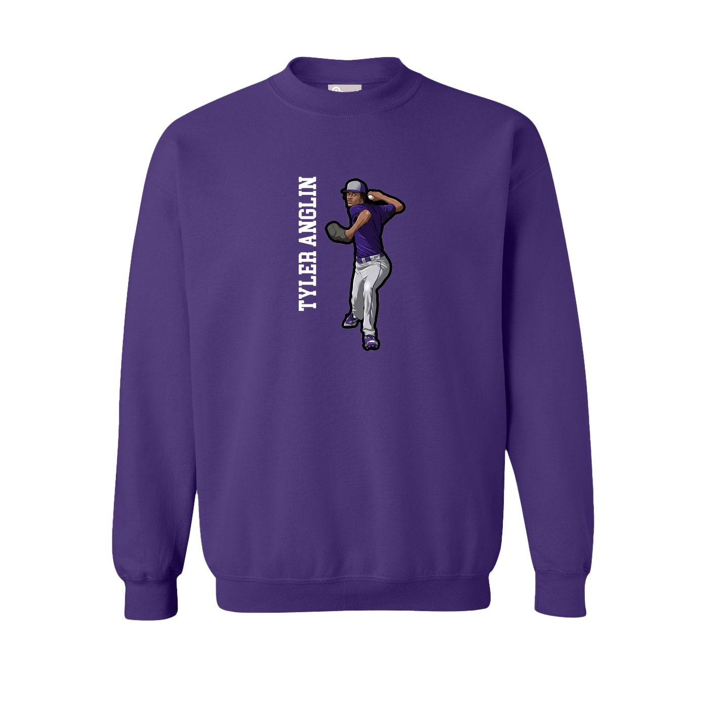 Fleece Crew — Name Vertical in Purple