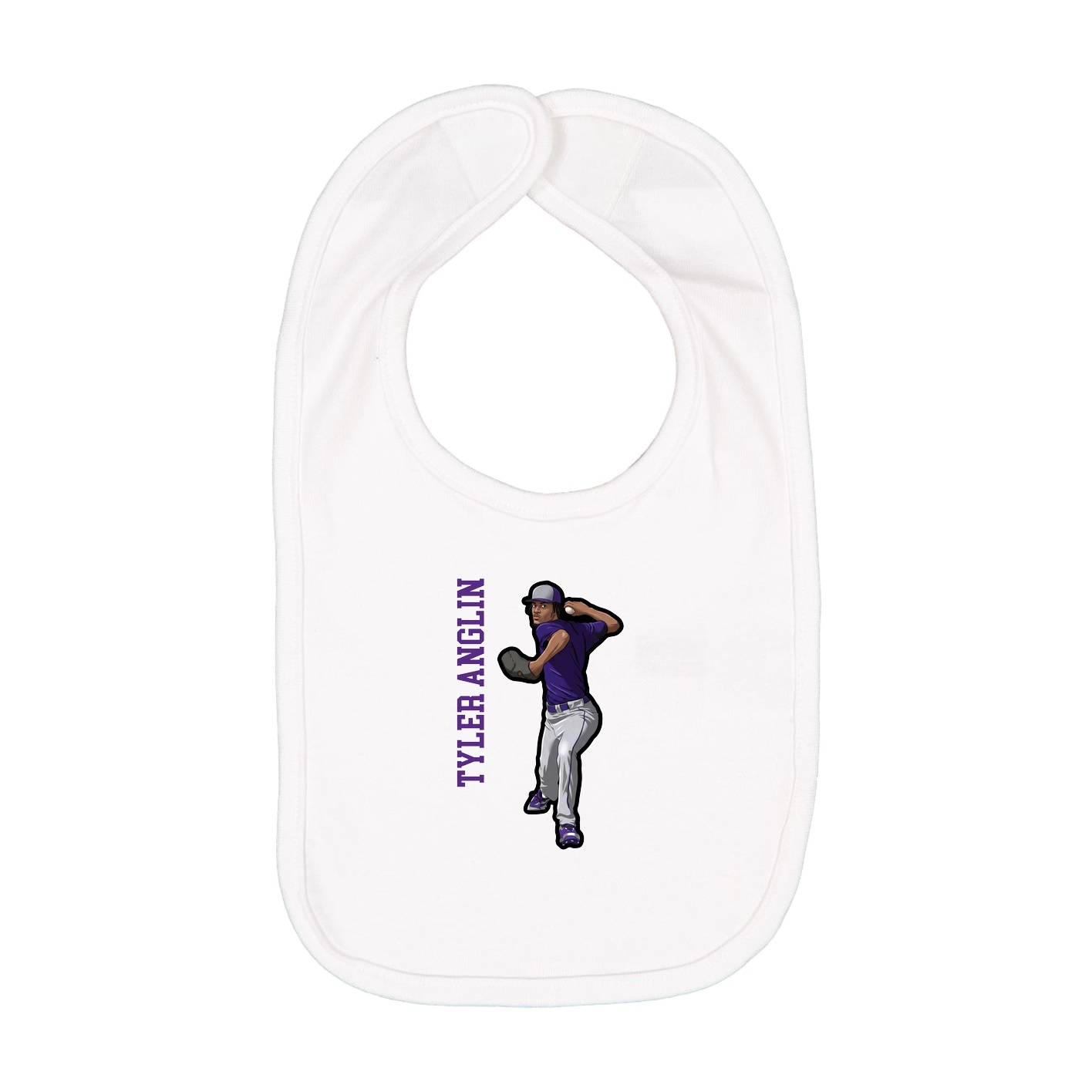 Infant Bib — Name Vertical in White