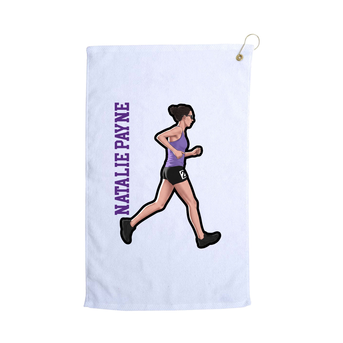 Golf Towel — Name Vertical in White