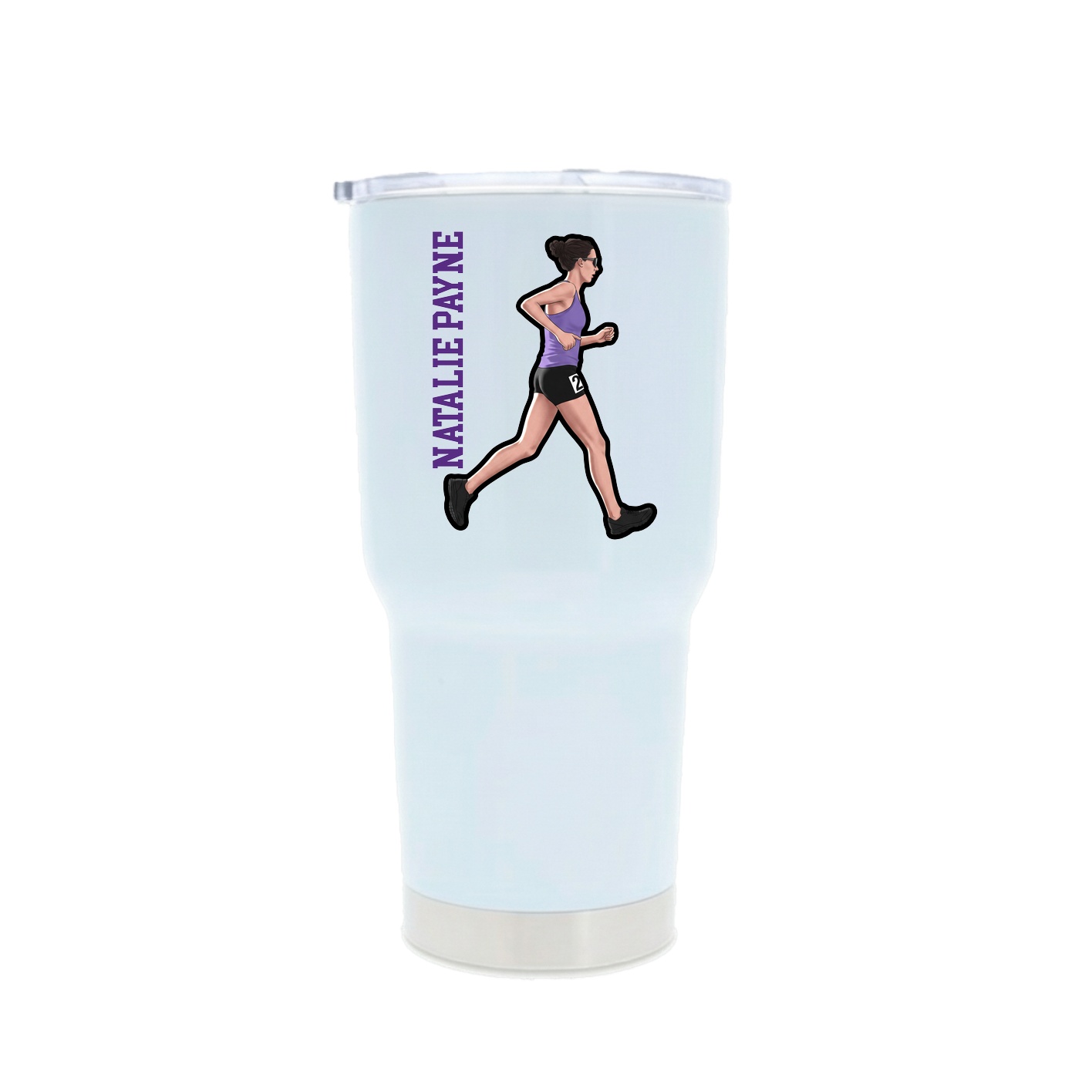 30oz Stainless Steel Tumbler — Name Vertical in White