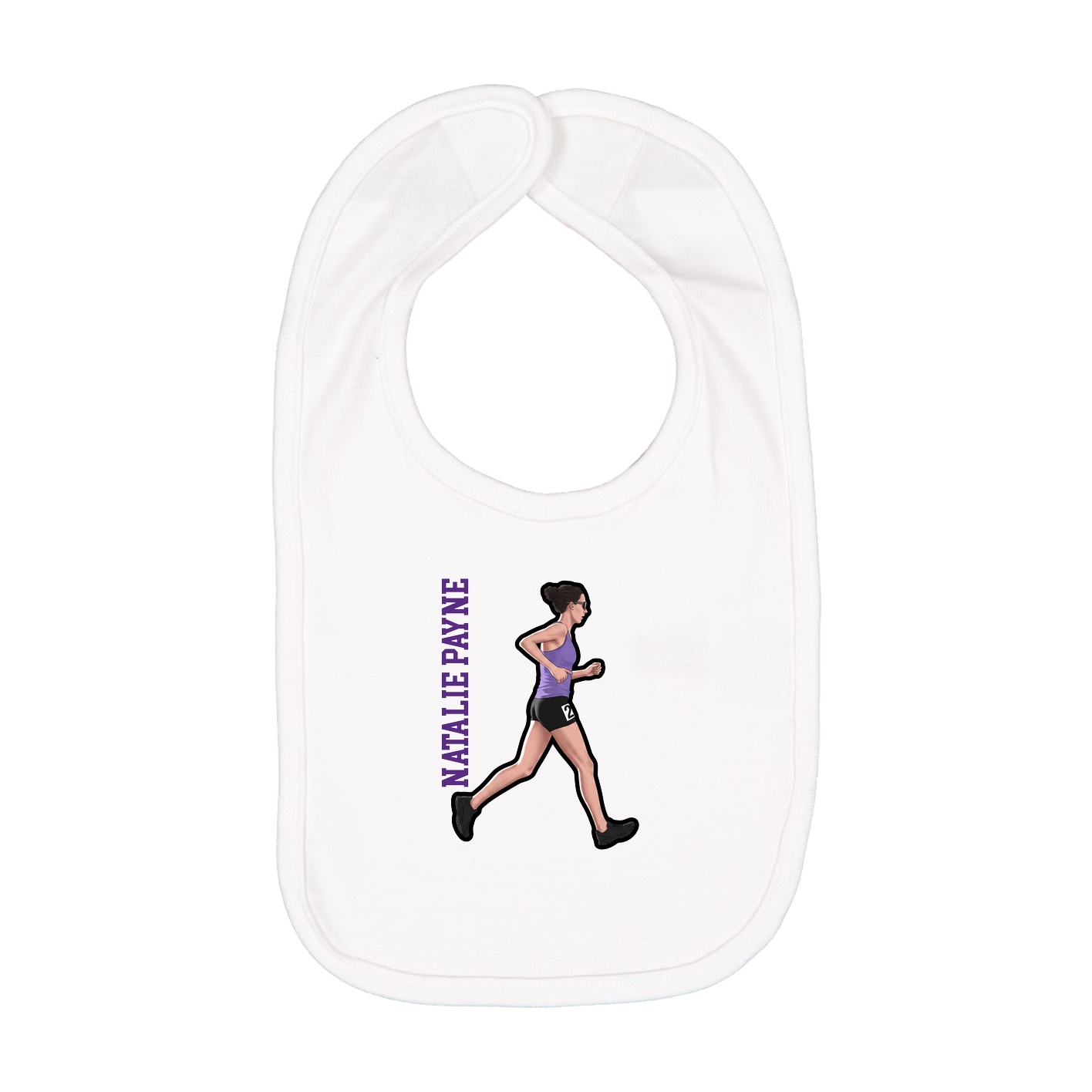 Infant Bib — Name Vertical in White