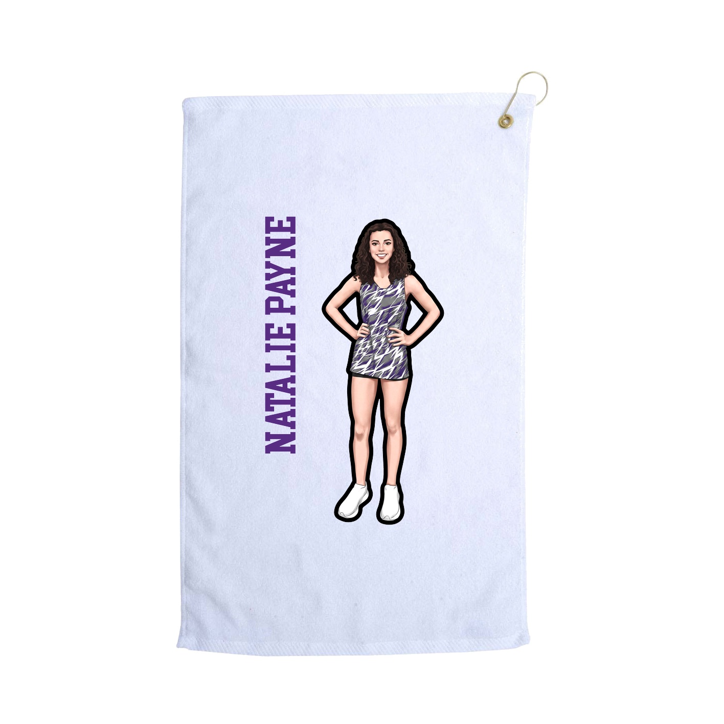 Golf Towel — Name Vertical in White