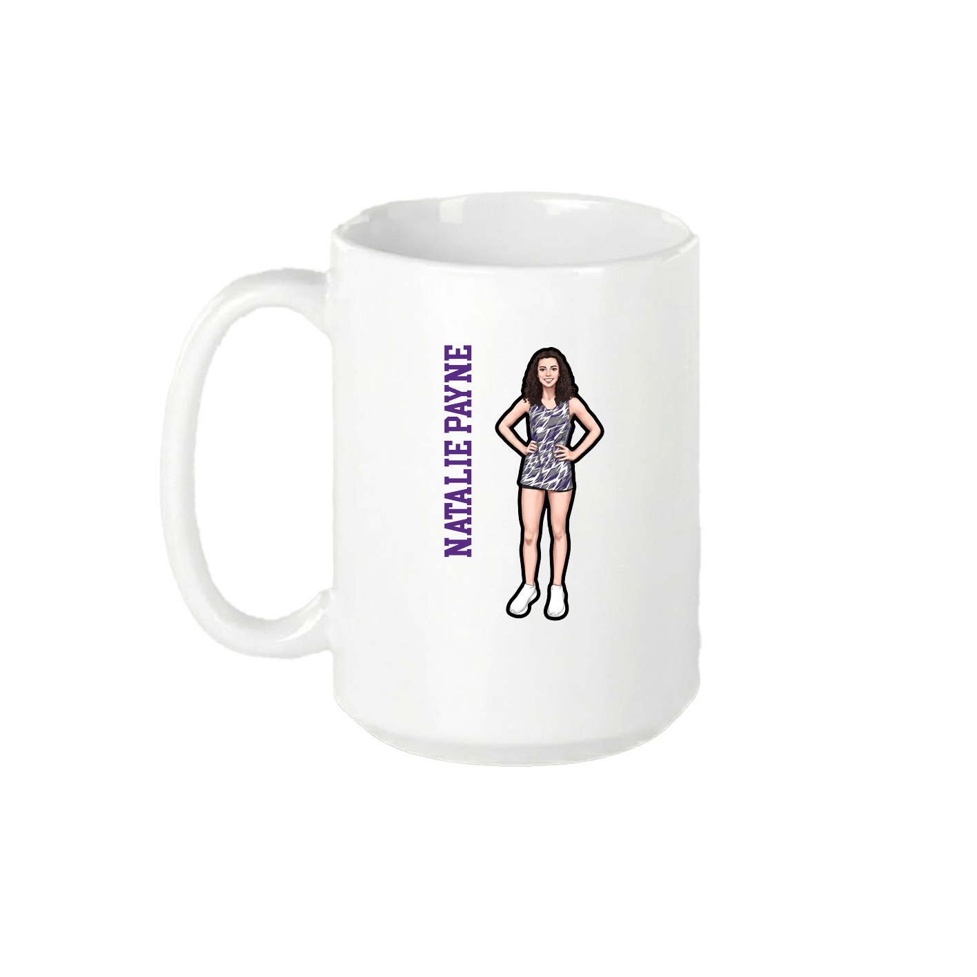 15oz Coffee Mug — Name Vertical in White
