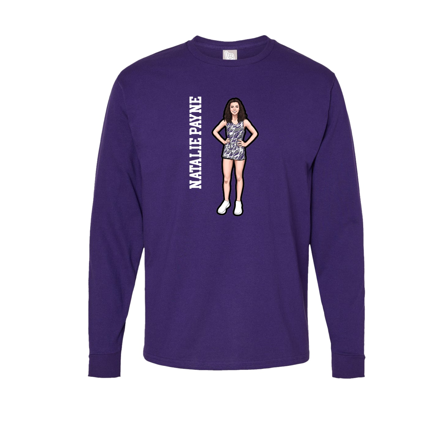 Long Sleeve Tee — Name Vertical in Purple