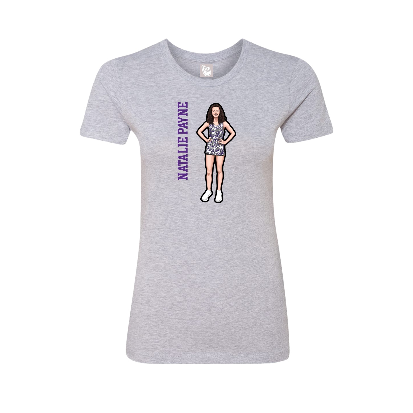 Fitted Women's Tee — Name Vertical in Grey
