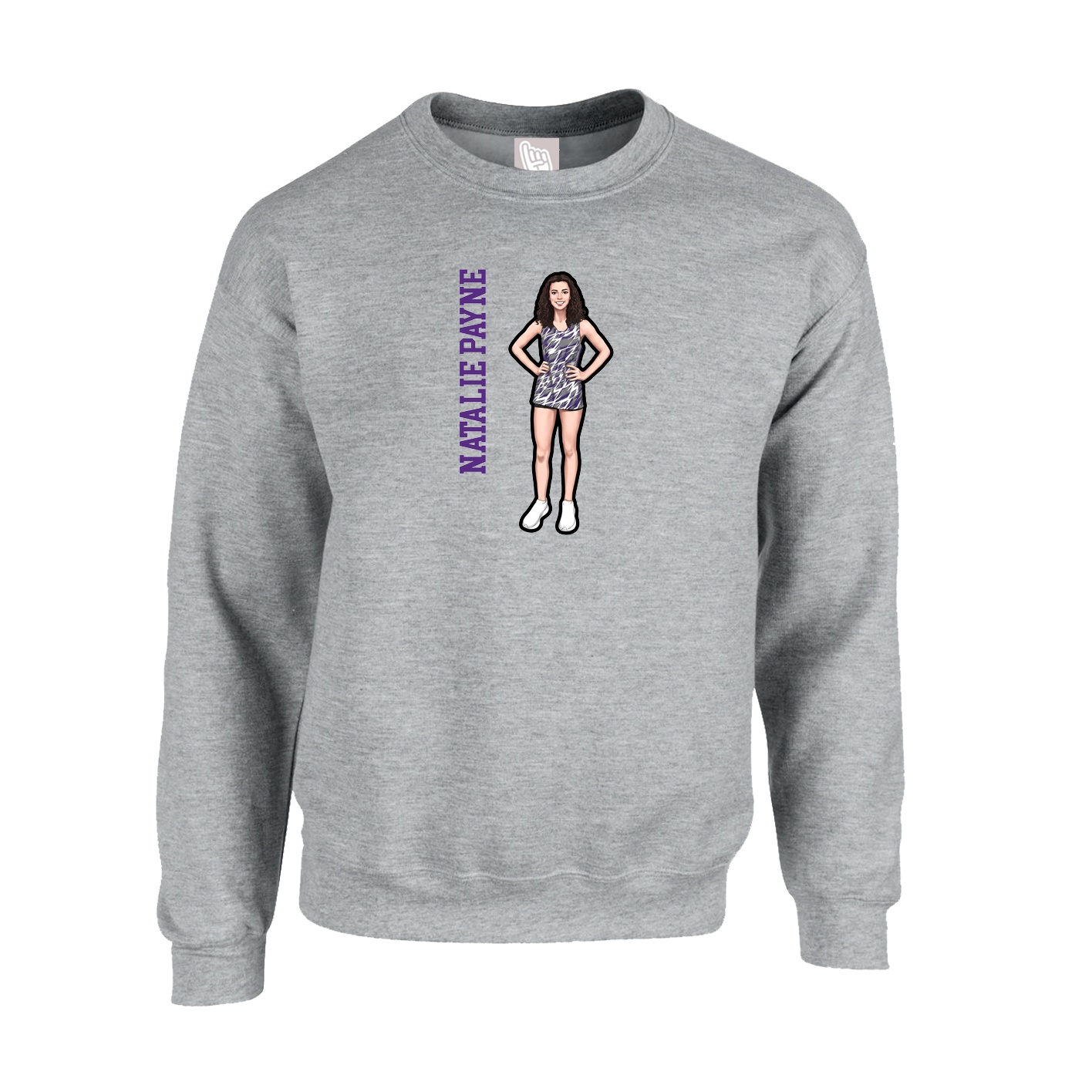Fleece Crew — Name Vertical in Grey
