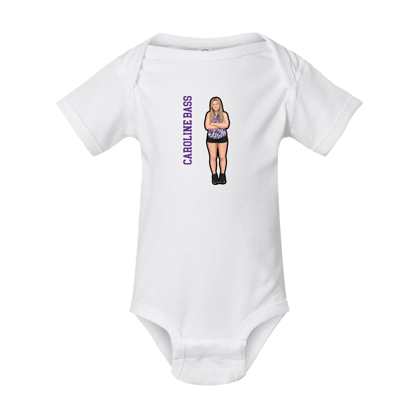 Baby Onesie — Name Vertical in White