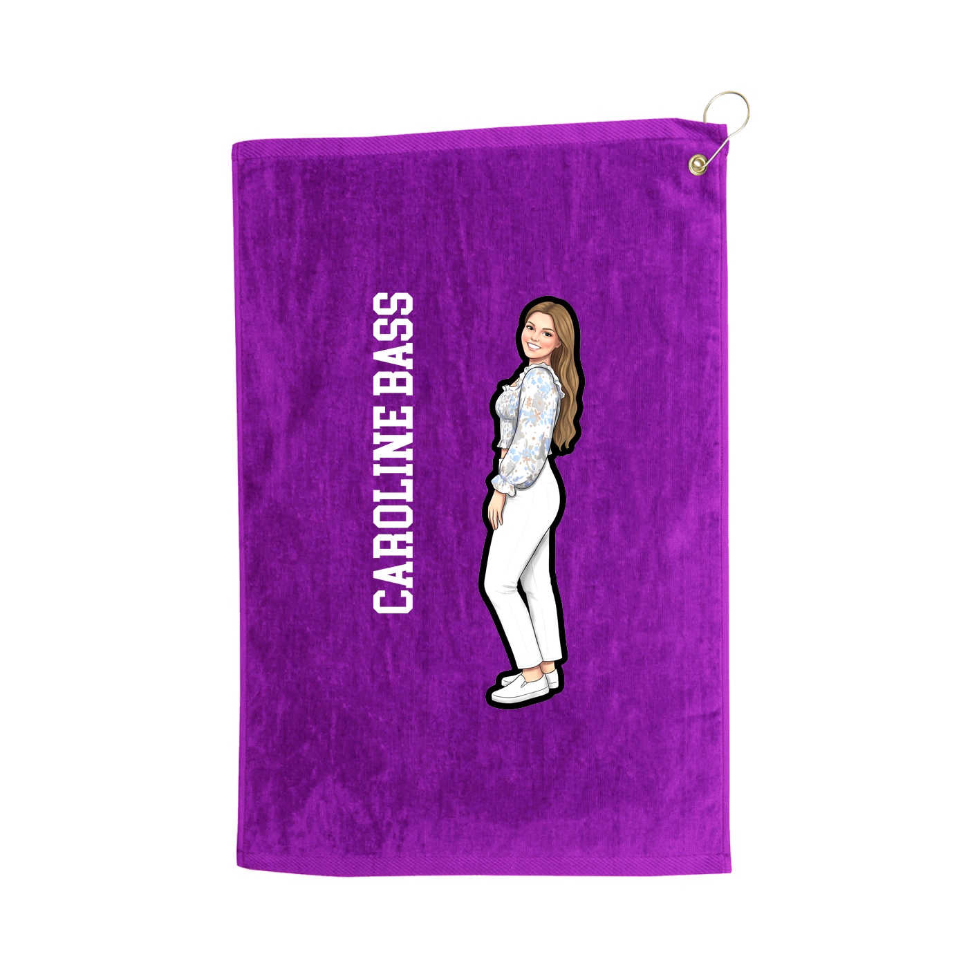 Golf Towel — Name Vertical in Purple