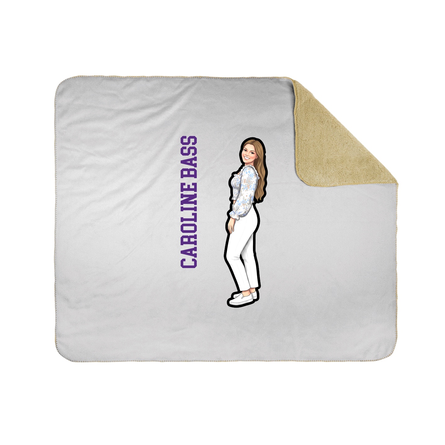 Throw Blanket — Name Vertical in White