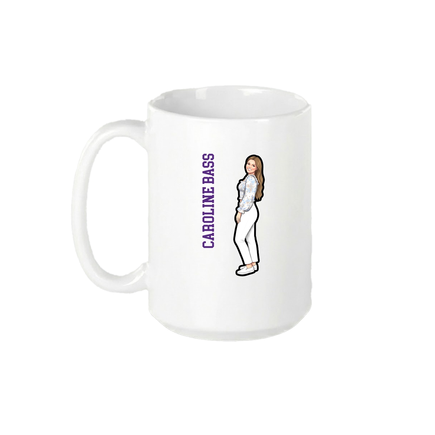 15oz Coffee Mug — Name Vertical in White