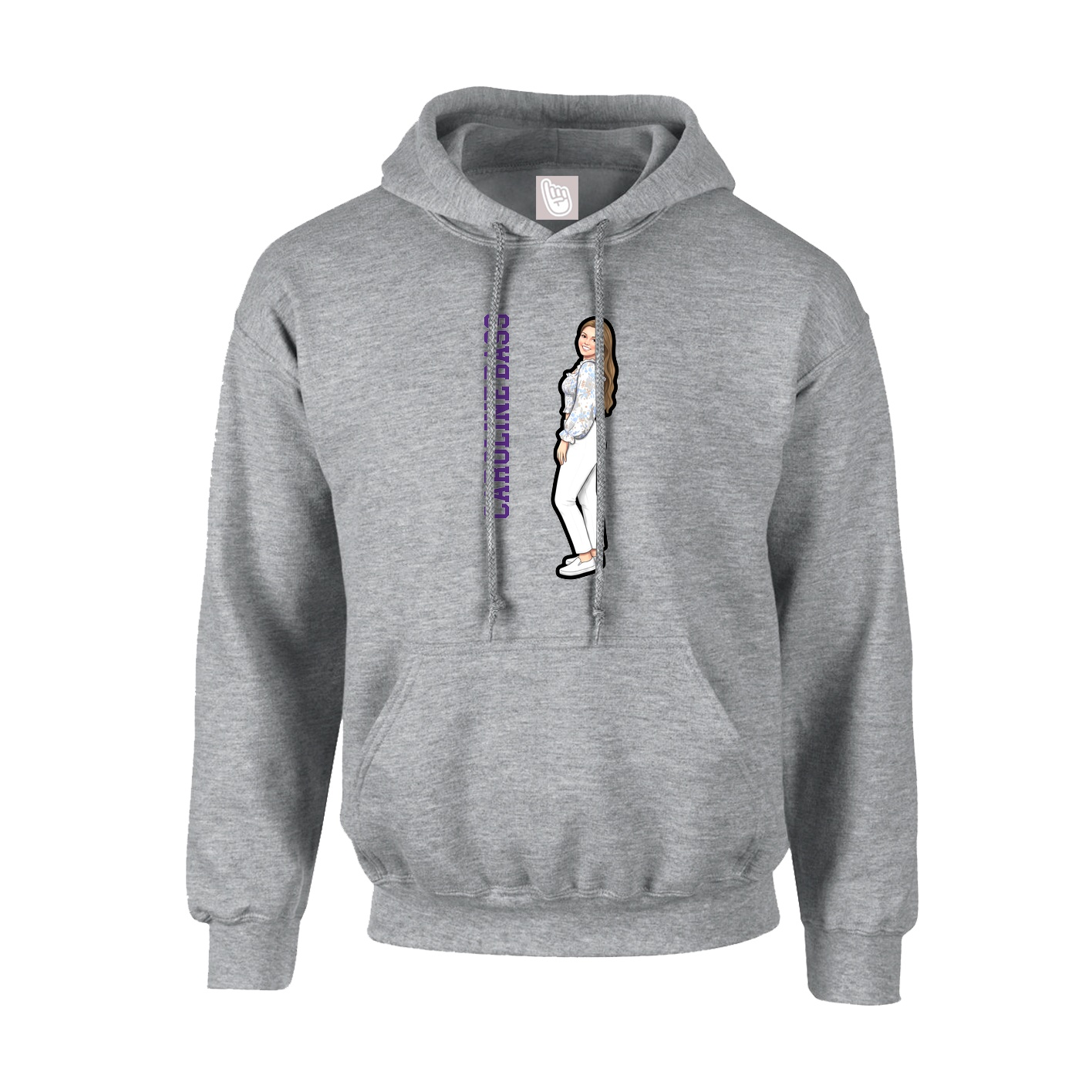 Youth Hoodie — Name Vertical in Grey