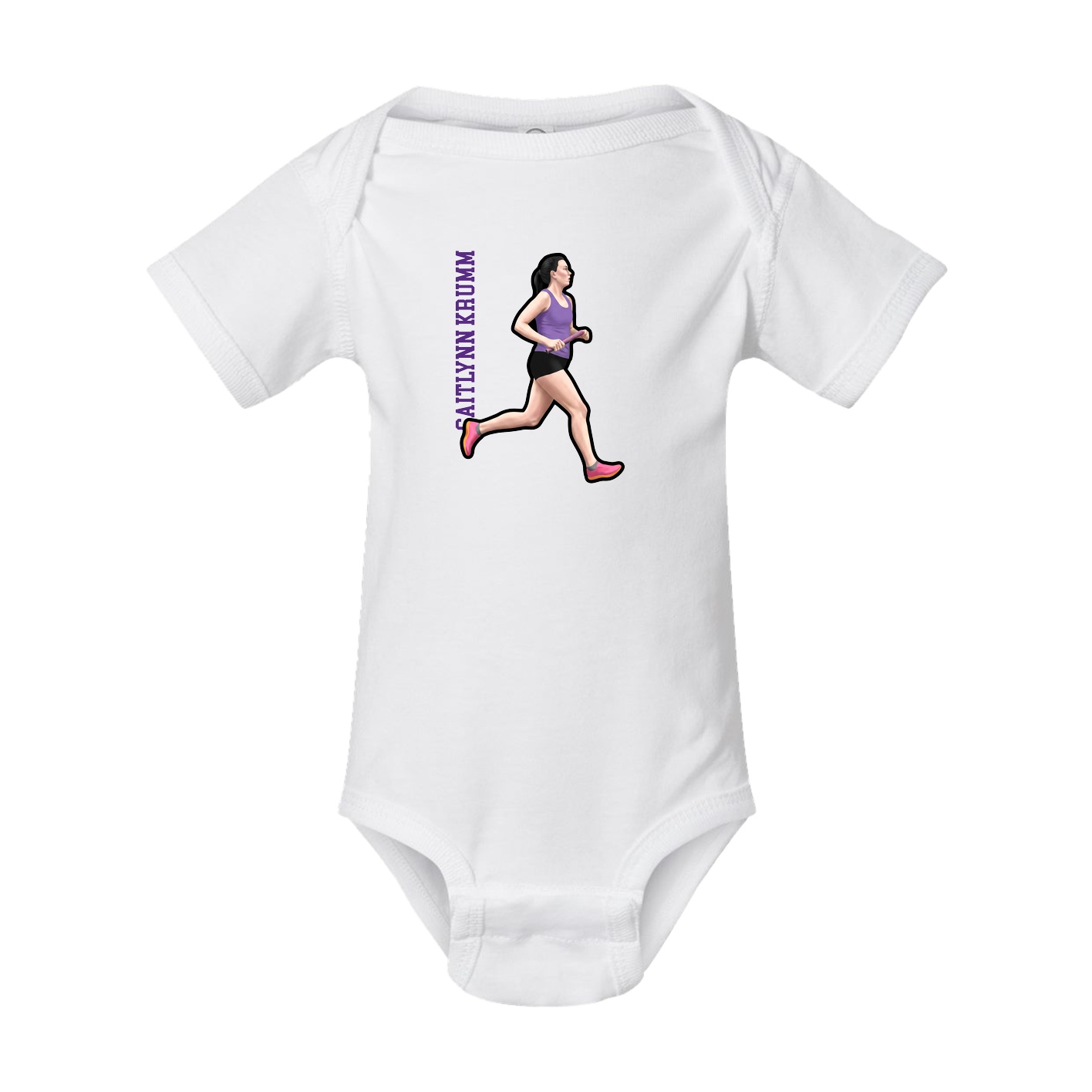 Baby Onesie — Name Vertical in White