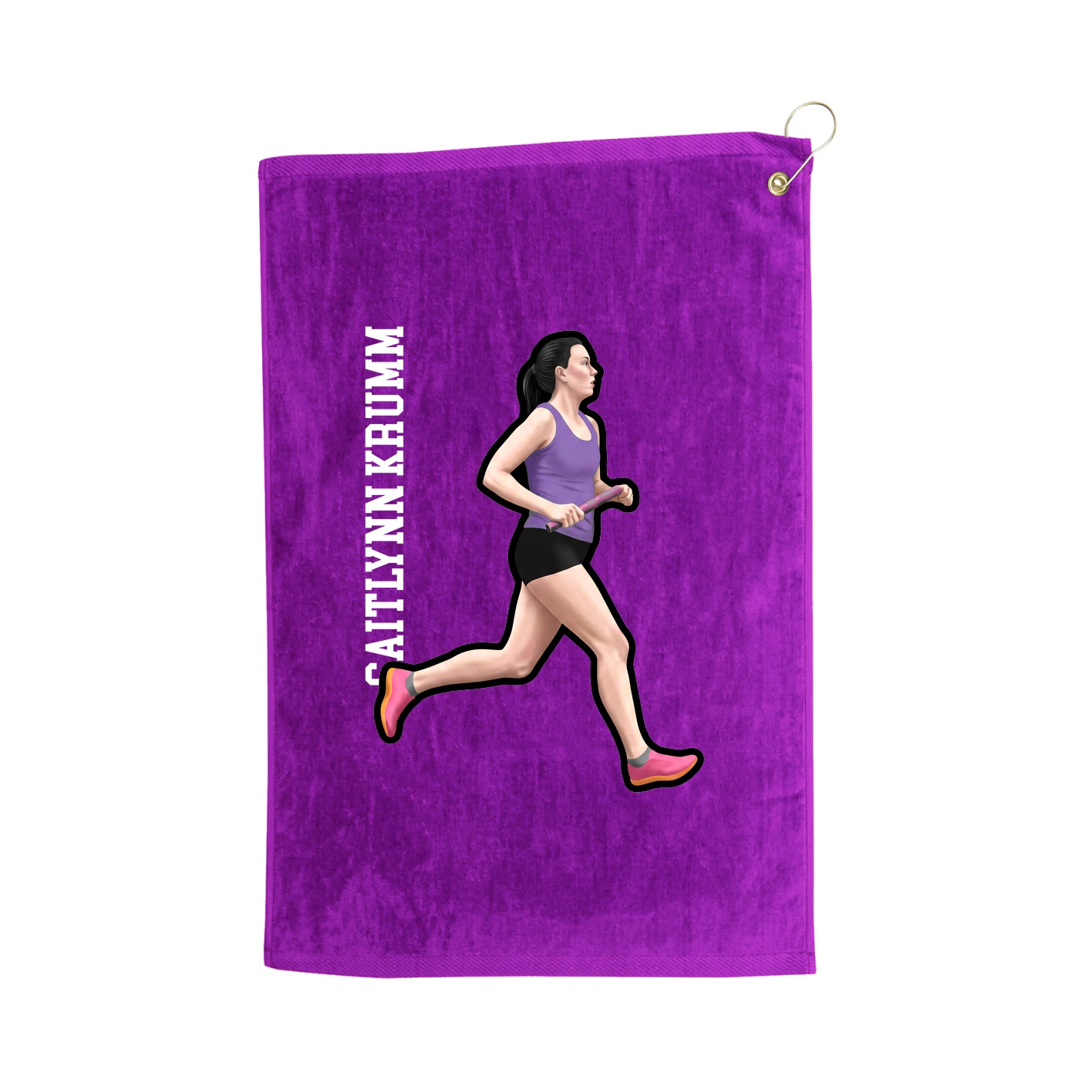 Golf Towel — Name Vertical in Purple