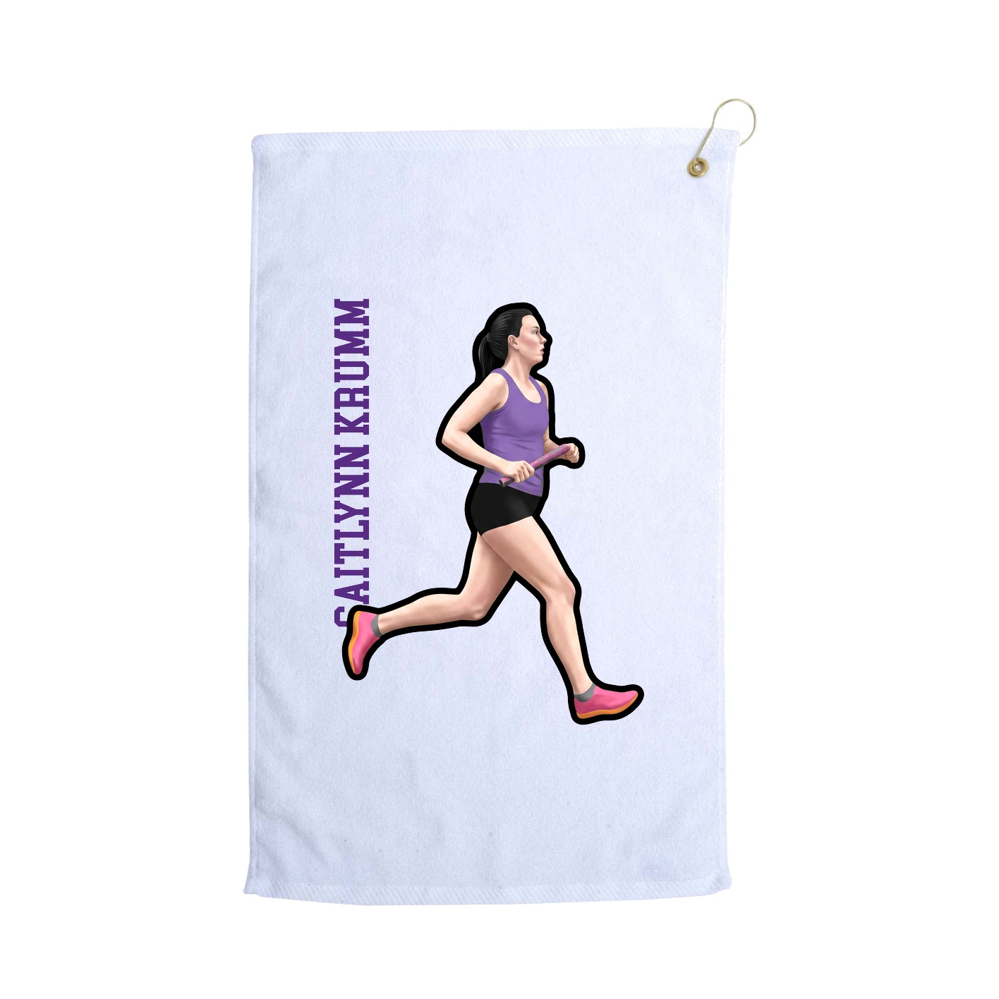 Golf Towel — Name Vertical in White