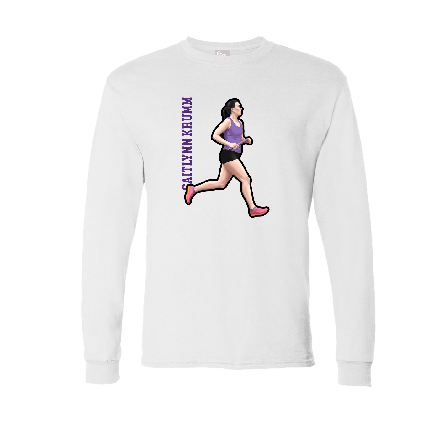 Long Sleeve Tee — Name Vertical in White