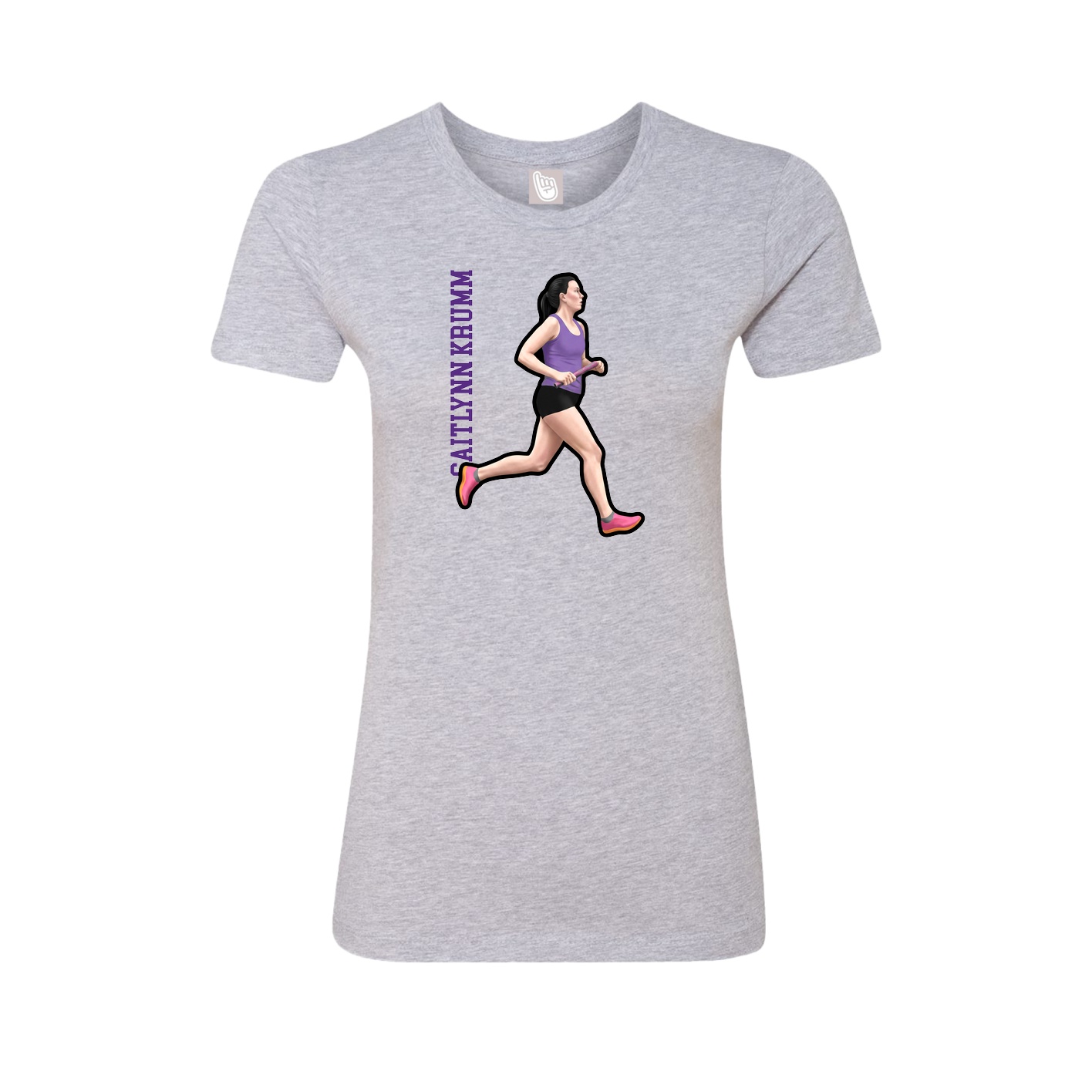 Womens Tee — Name Vertical in Grey