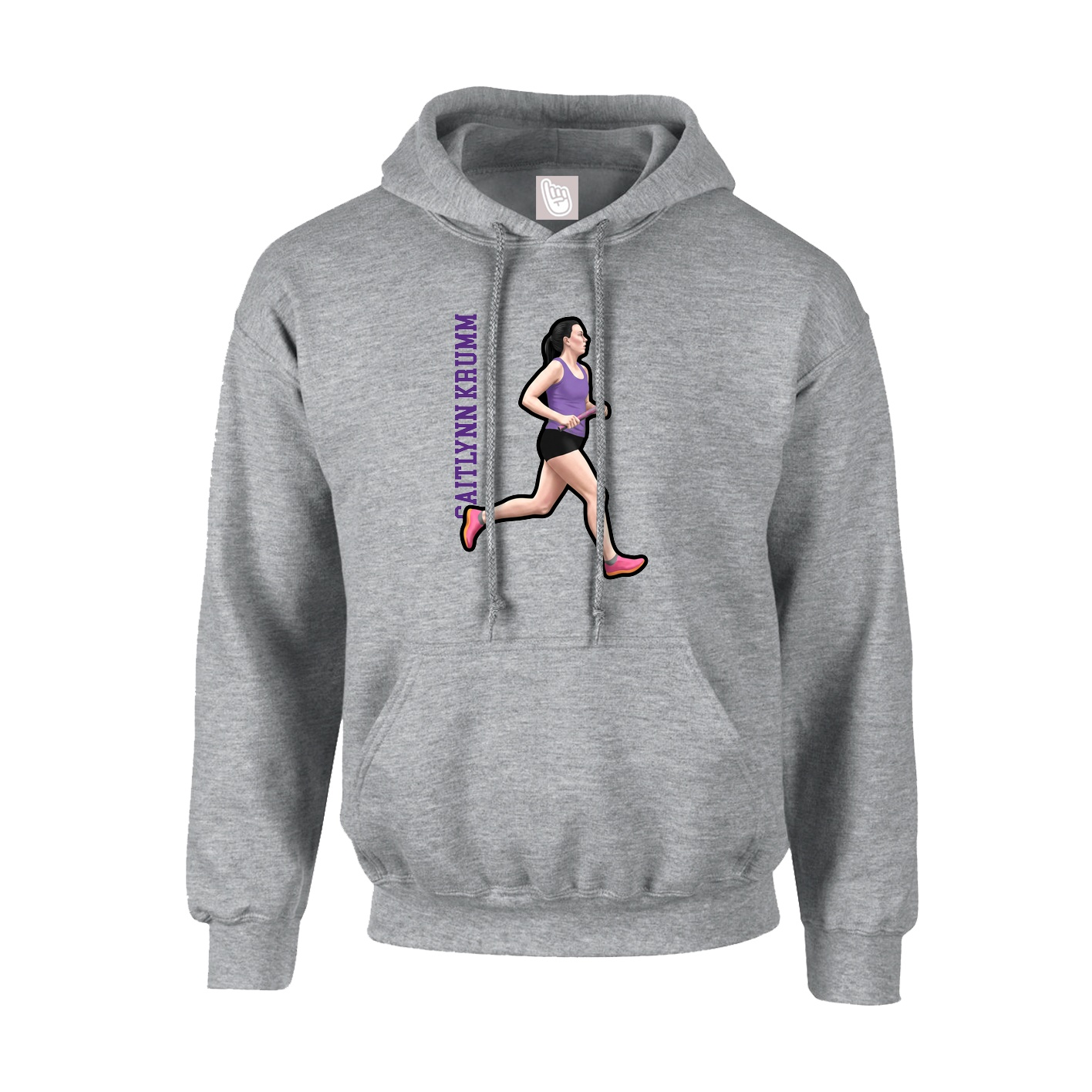 Youth Hoodie — Name Vertical in Grey