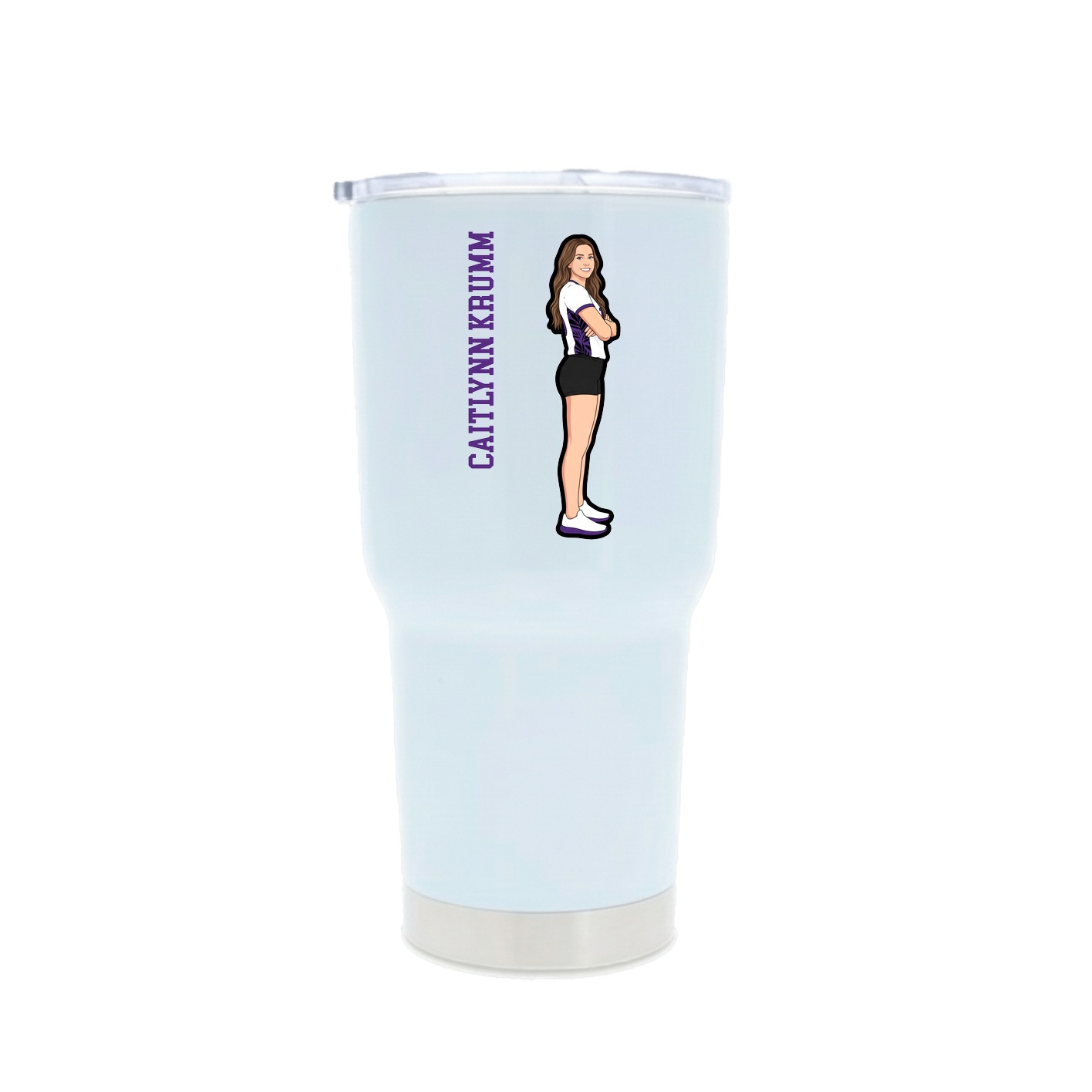 30oz Stainless Steel Tumbler — Name Vertical in White