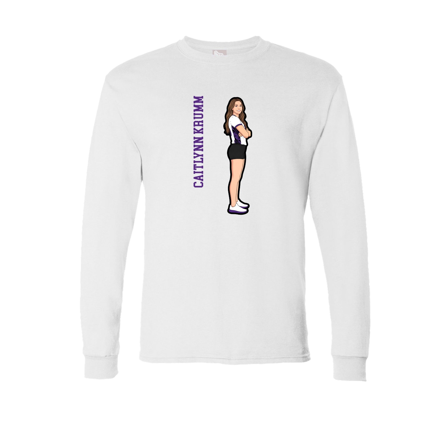 Long Sleeve Tee — Name Vertical in White