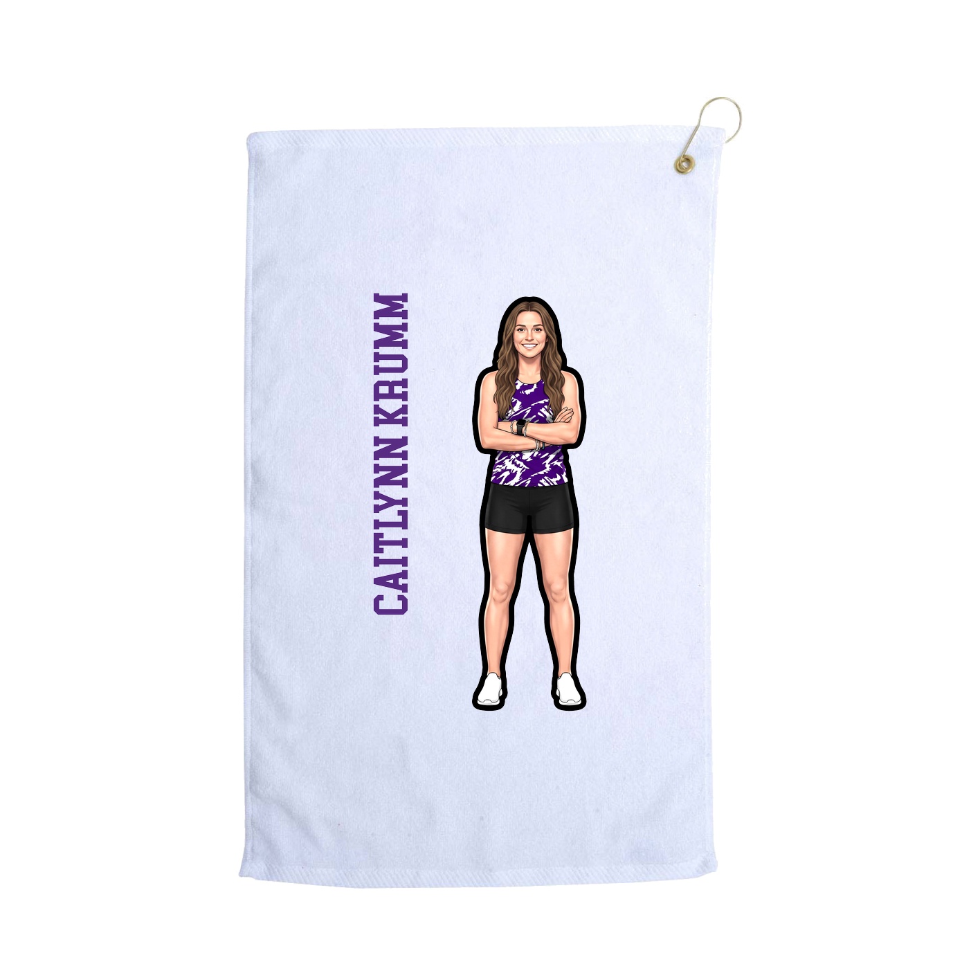 Golf Towel — Name Vertical in White