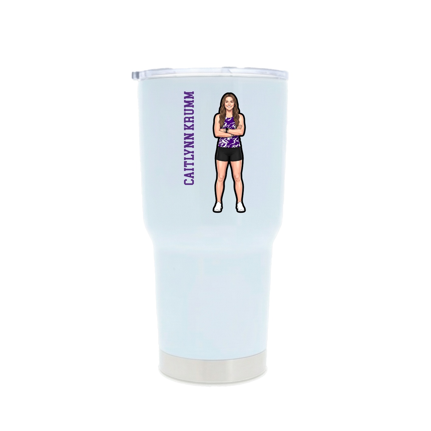 30oz Stainless Steel Tumbler — Name Vertical in White