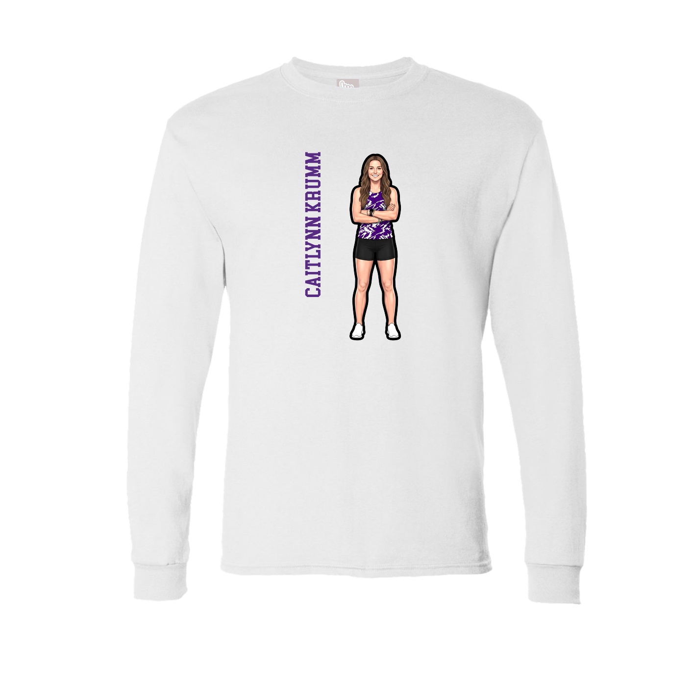 Long Sleeve Tee — Name Vertical in White