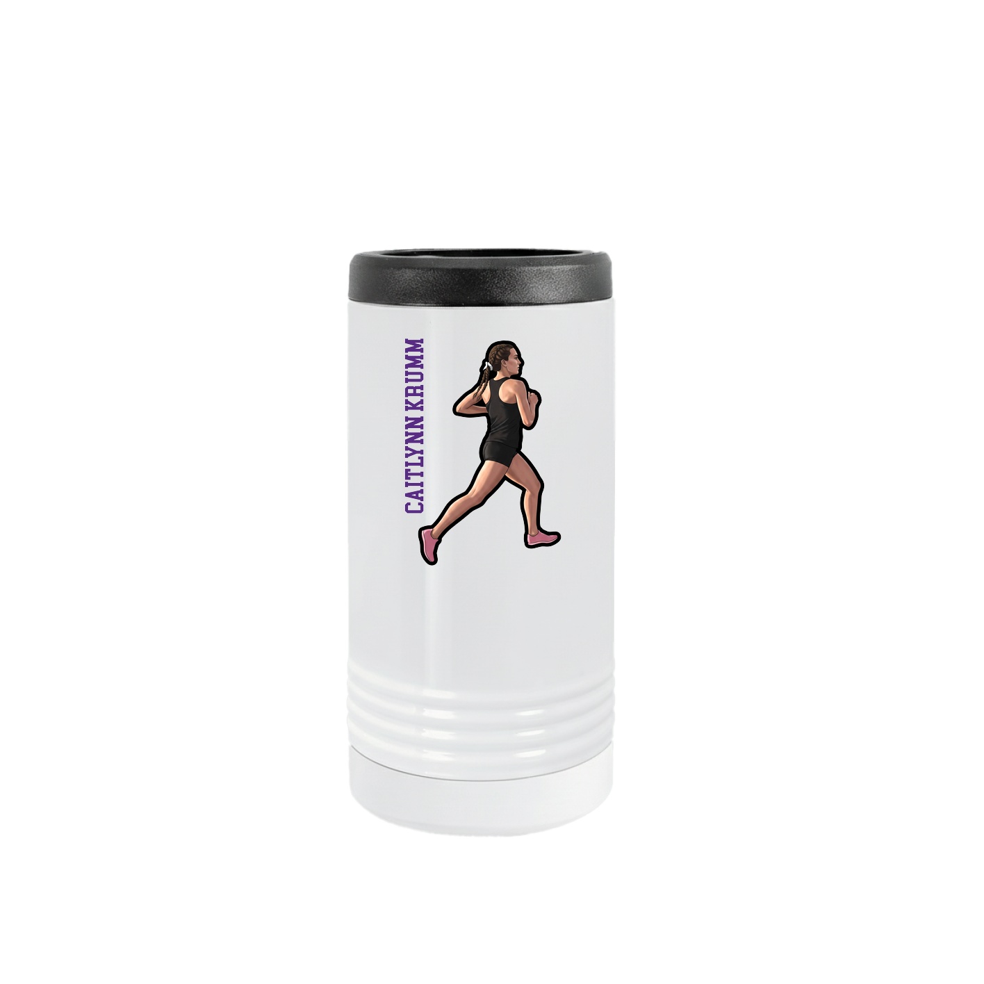 Slim Beverage Holder — Name Vertical in White