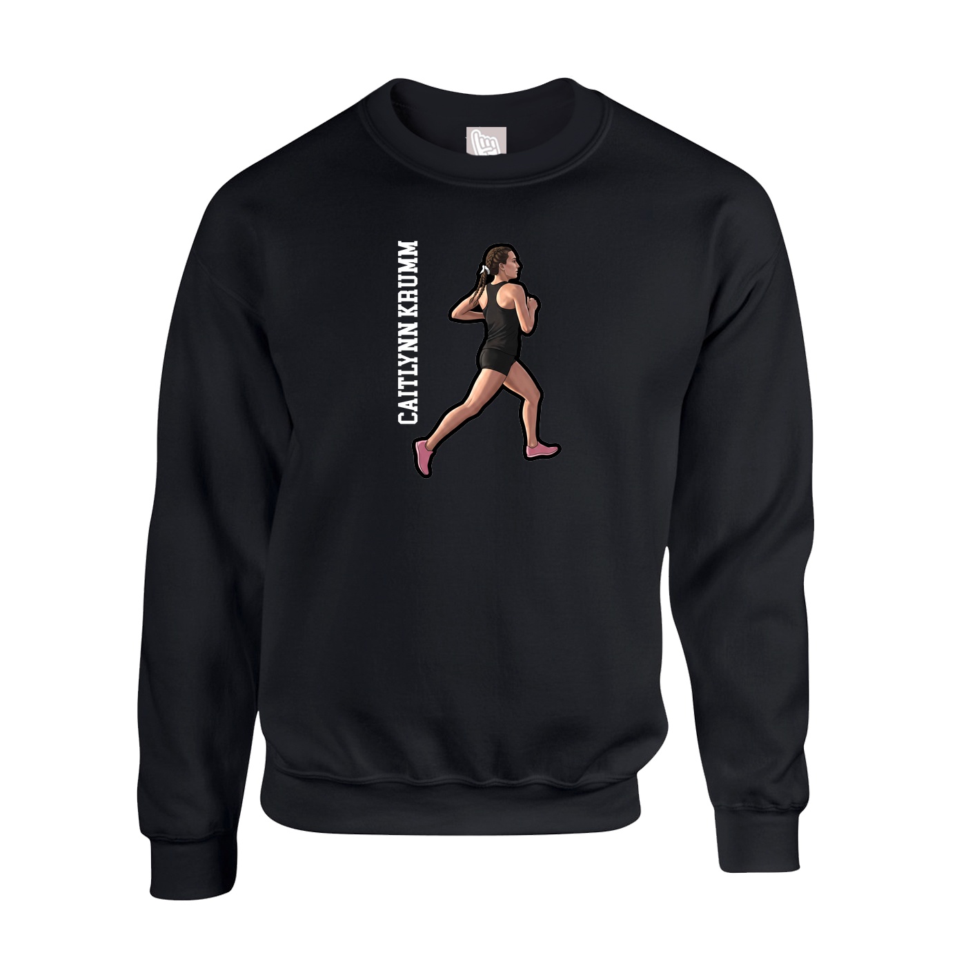 Fleece Crew — Name Vertical in Black