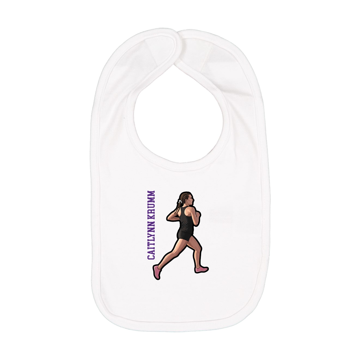 Infant Bib — Name Vertical in White