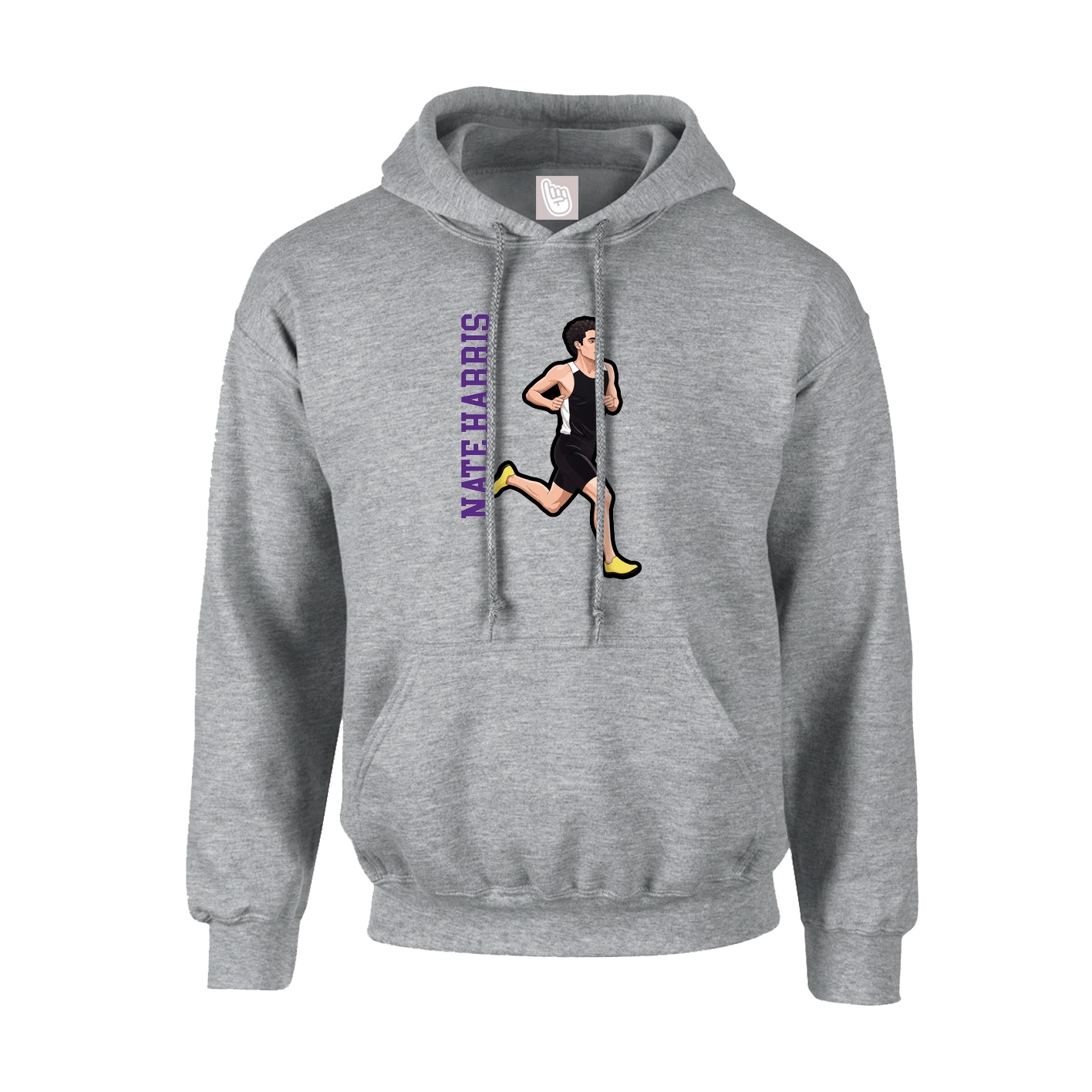 Hoodie — Name Vertical in Grey